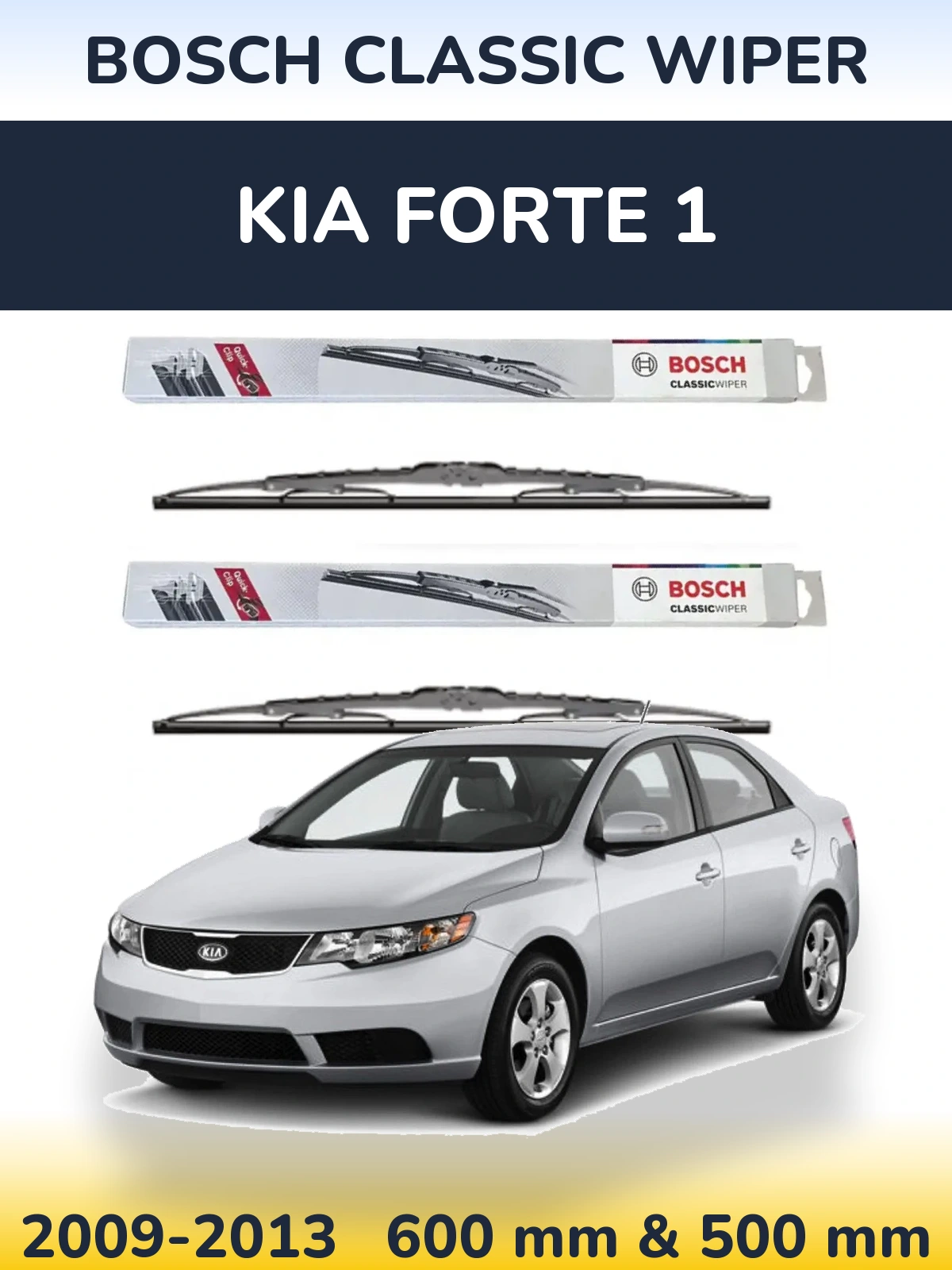Sada předních stěračů BOSCH Classic Wiper 600 a 500 mm pro KIA Forte 1 2009-2013