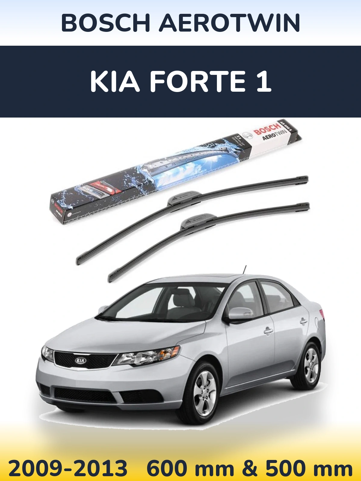 Sada předních stěračů BOSCH AeroTwin 600 a 500 mm pro KIA Forte 1 2009-2013