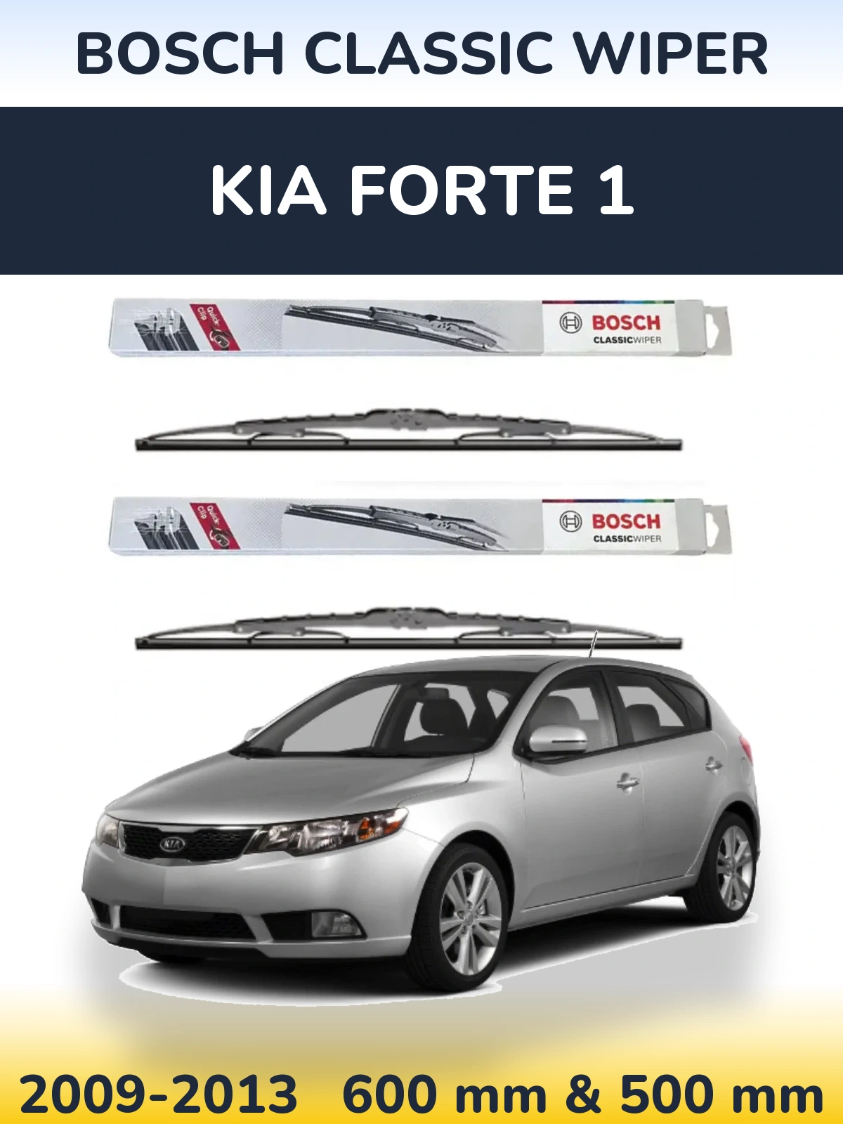 Sada předních stěračů BOSCH Classic Wiper 600 a 500 mm pro KIA Forte 1 2009-2013