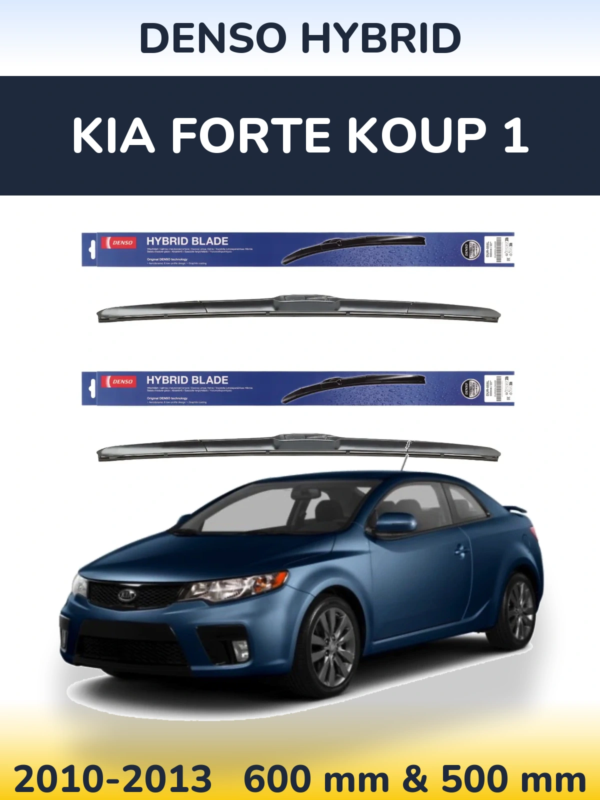 Sada předních stěračů Denso Hybrid 600 a 500 mm pro KIA Forte Koup 1 2010-2013