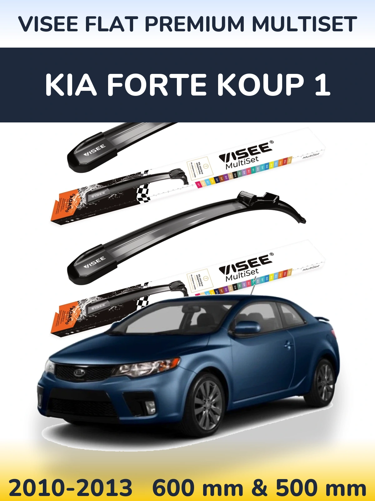 Sada předních stěračů VISEE FLAT PREMIUM MultiSet 600 a 500 mm pro KIA Forte Koup 1 2010-2013
