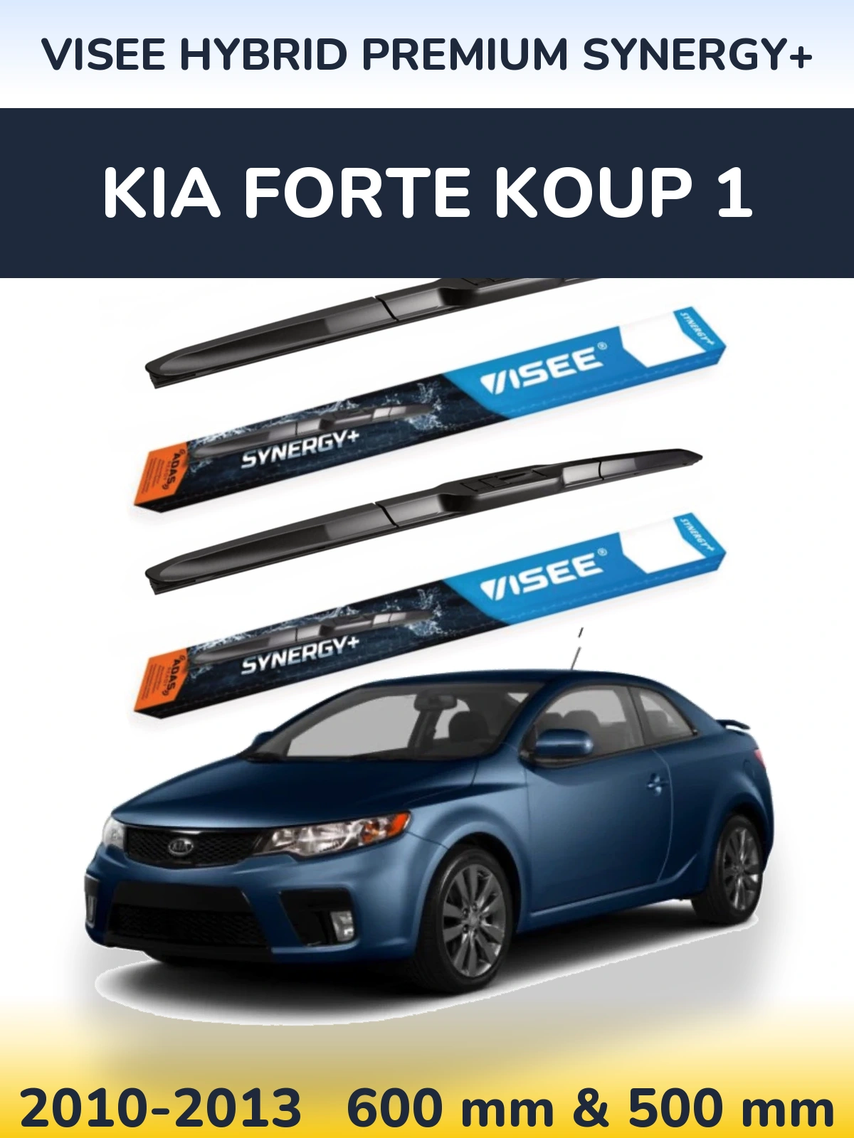 Sada předních stěračů VISEE HYBRID PREMIUM SYNERGY+ 600 a 500 mm pro KIA Forte Koup 1 2010-2013
