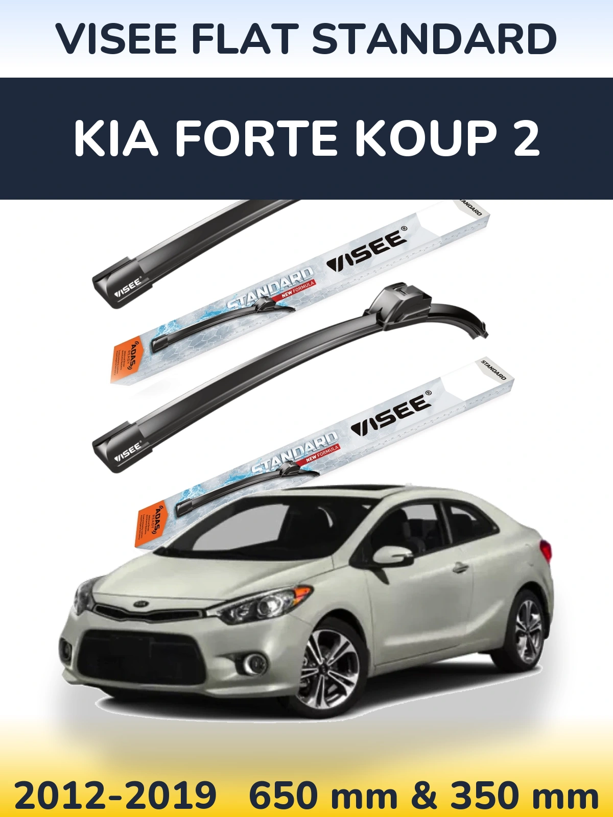 Sada předních stěračů VISEE FLAT STANDARD 650 a 350 mm pro KIA Forte Koup 2 2012-2019