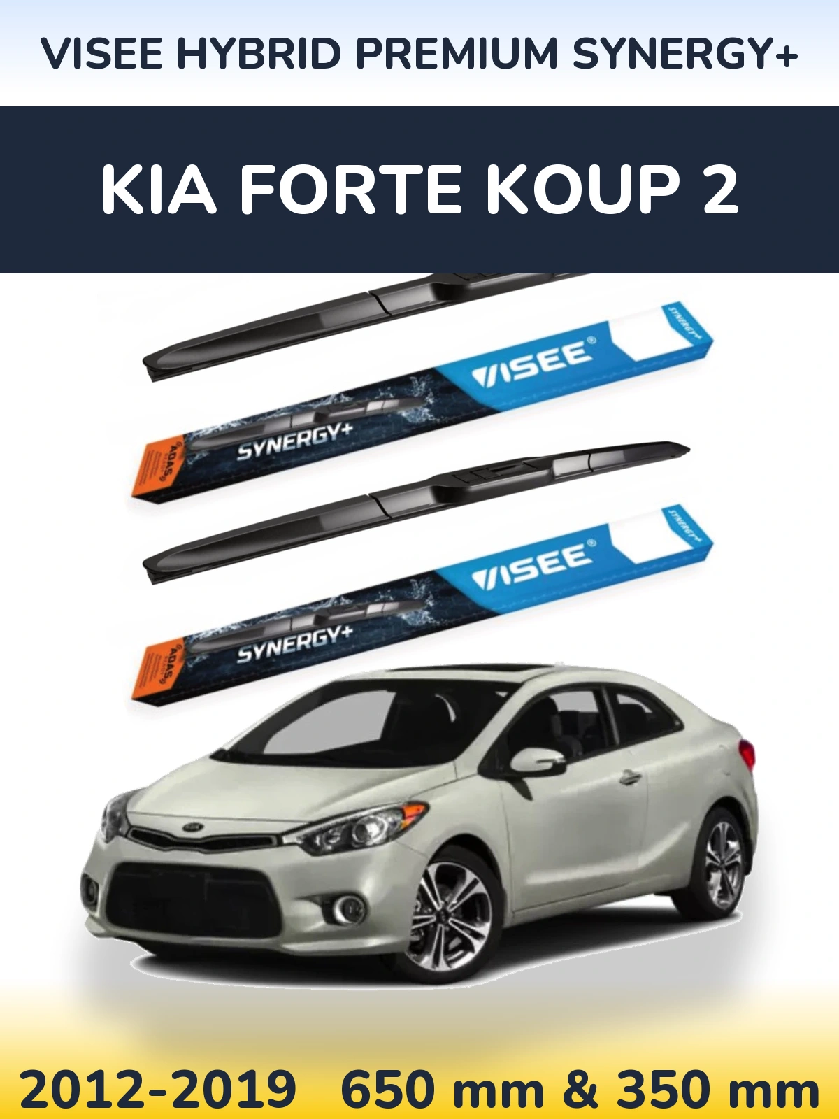 Sada předních stěračů VISEE HYBRID PREMIUM SYNERGY+ 650 a 350 mm pro KIA Forte Koup 2 2012-2019
