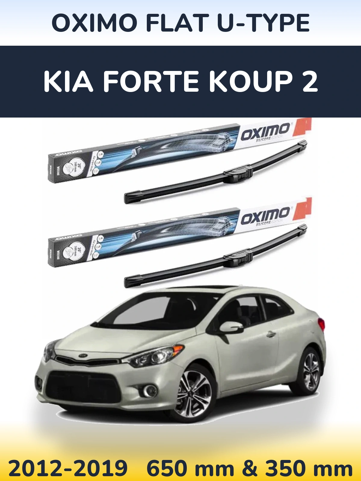 Sada předních stěračů Oximo Flat U-type 650 a 350 mm pro KIA Forte Koup 2 2012-2019