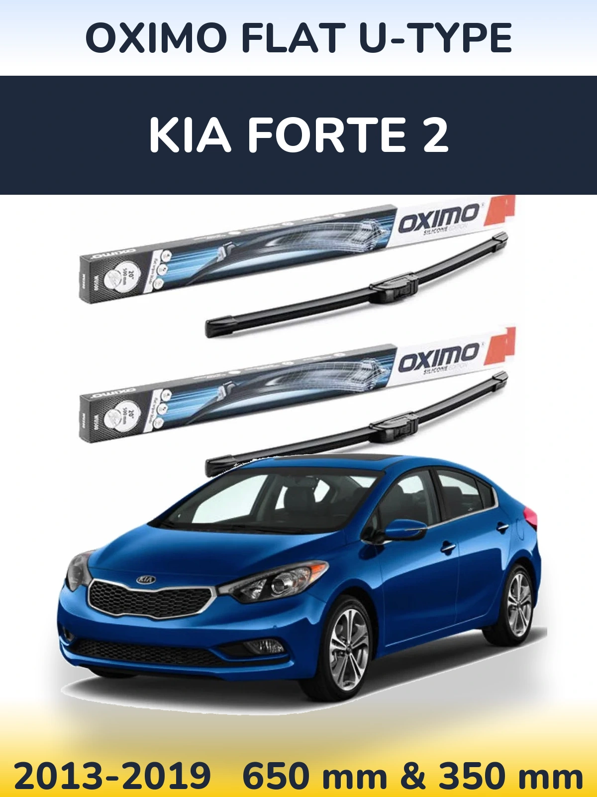 Sada předních stěračů Oximo Flat U-type 650 a 350 mm pro KIA Forte 2 2013-2019