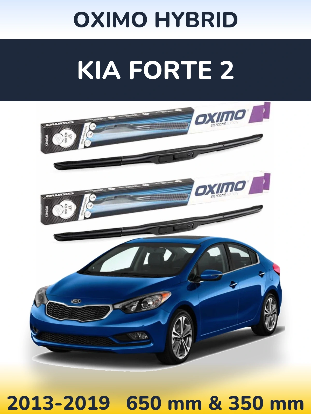 Sada předních stěračů Oximo Hybrid 650 a 350 mm pro KIA Forte 2 2013-2019