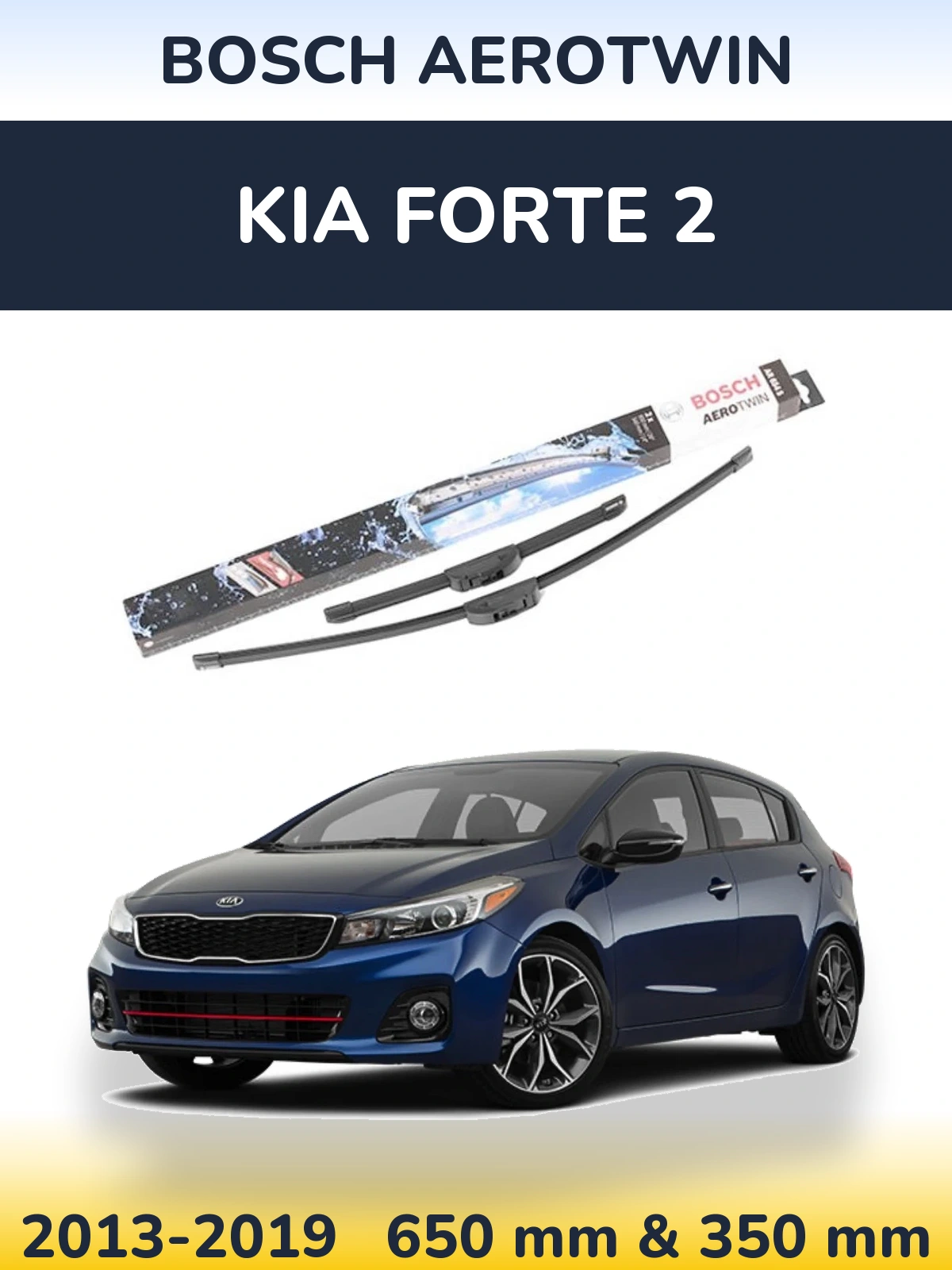 Sada předních stěračů BOSCH AeroTwin 650 a 350 mm pro KIA Forte 2 2013-2019