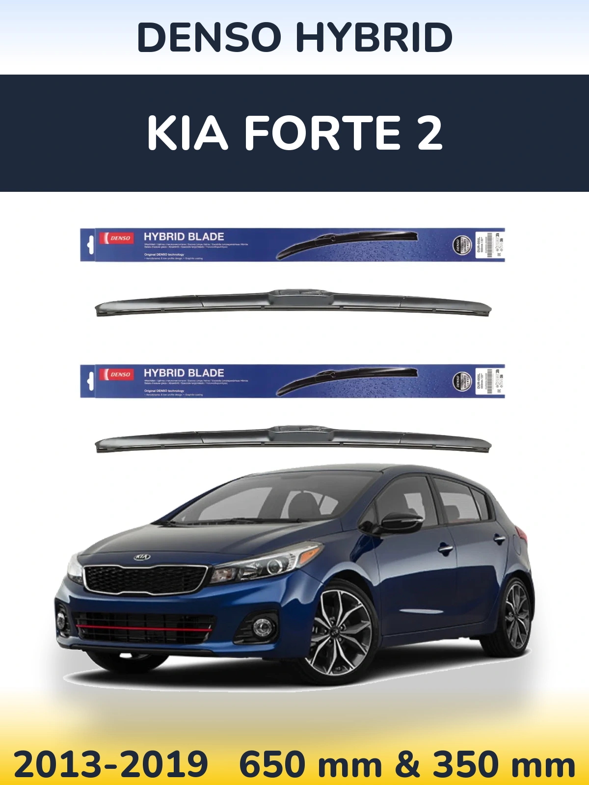 Sada předních stěračů Denso Hybrid 650 a 350 mm pro KIA Forte 2 2013-2019