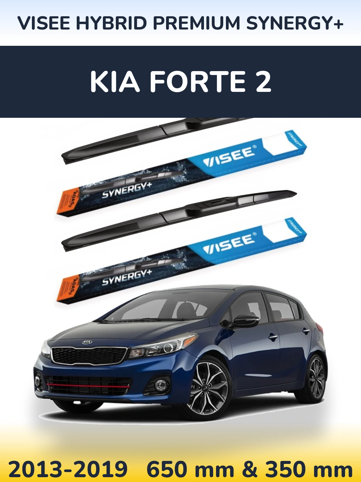 Sada předních stěračů VISEE HYBRID PREMIUM SYNERGY+ 650 a 350 mm pro KIA Forte 2 2013-2019