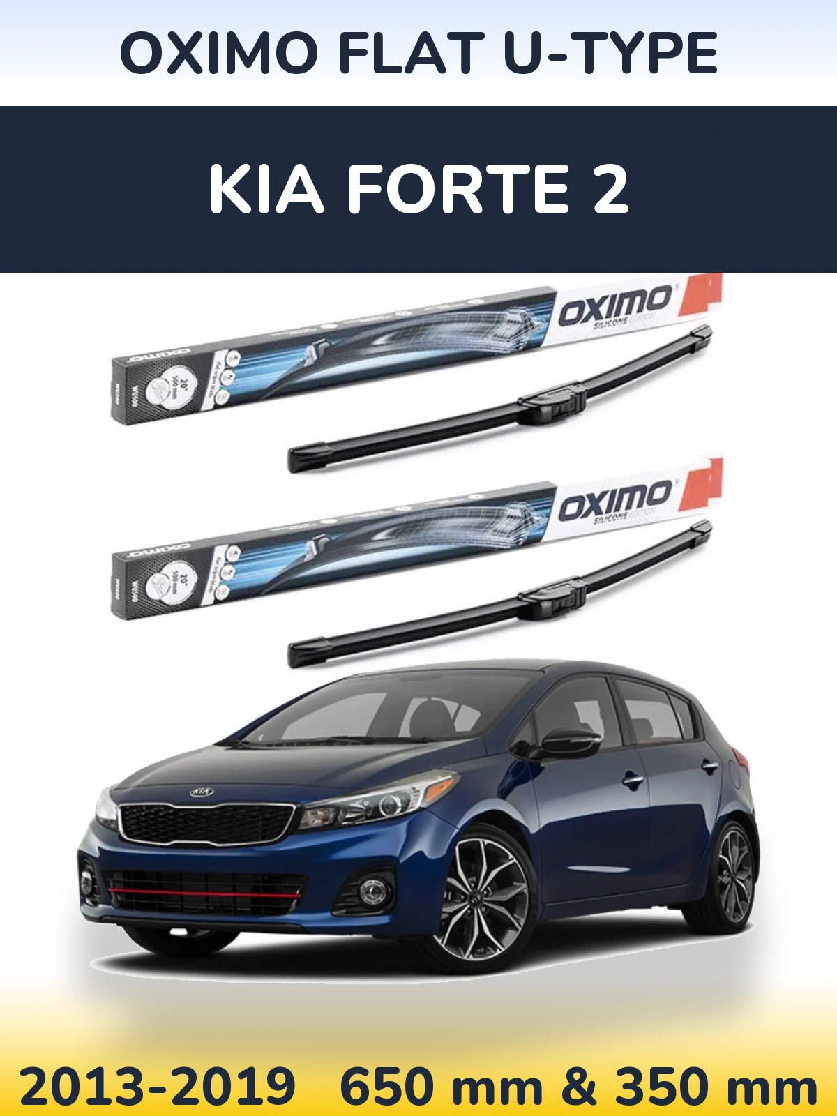 Sada předních stěračů Oximo Flat U-type 650 a 350 mm pro KIA Forte 2 2013-2019