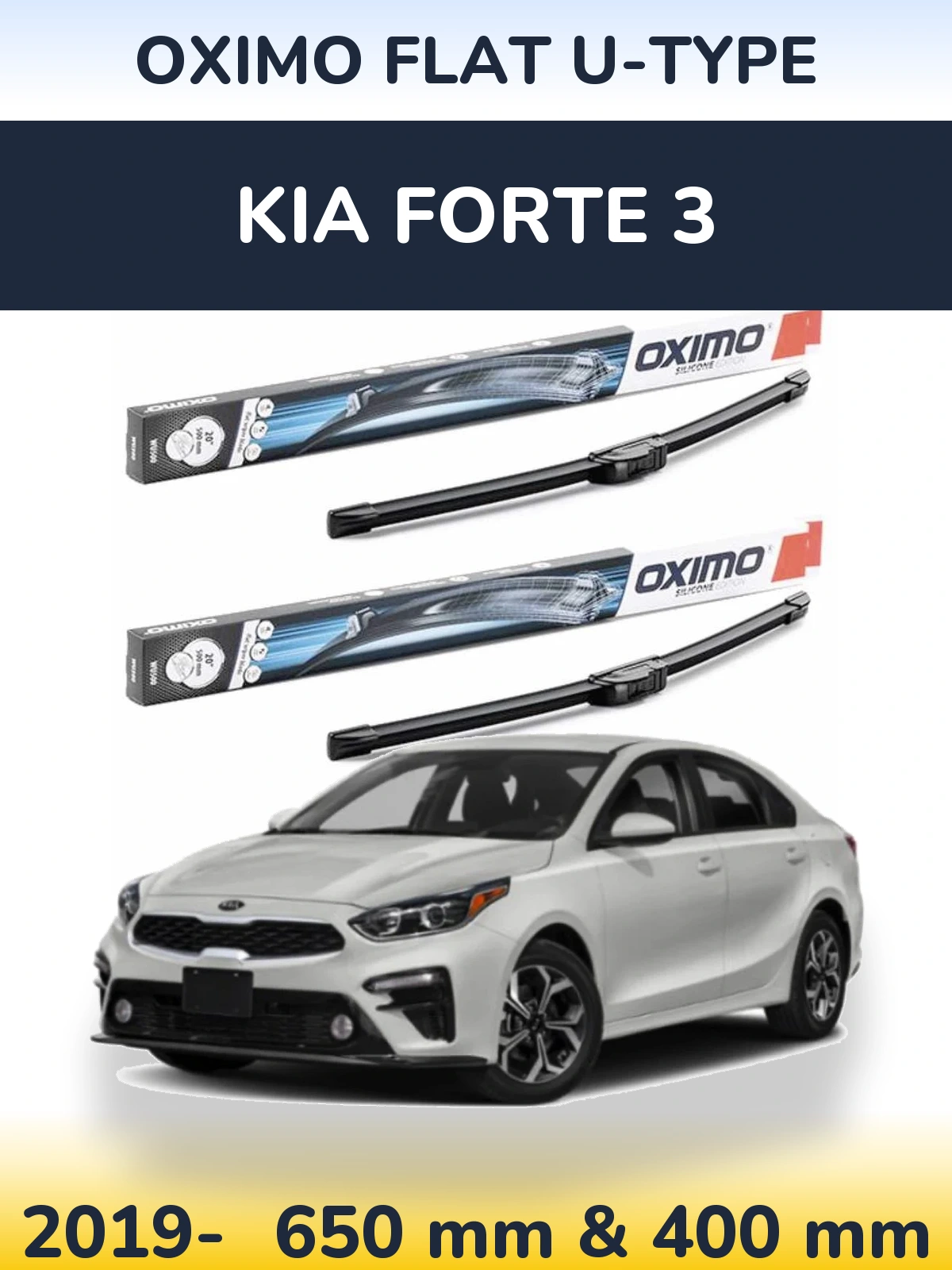 Sada předních stěračů Oximo Flat U-type 650 a 400 mm pro KIA Forte 3 2019-2026