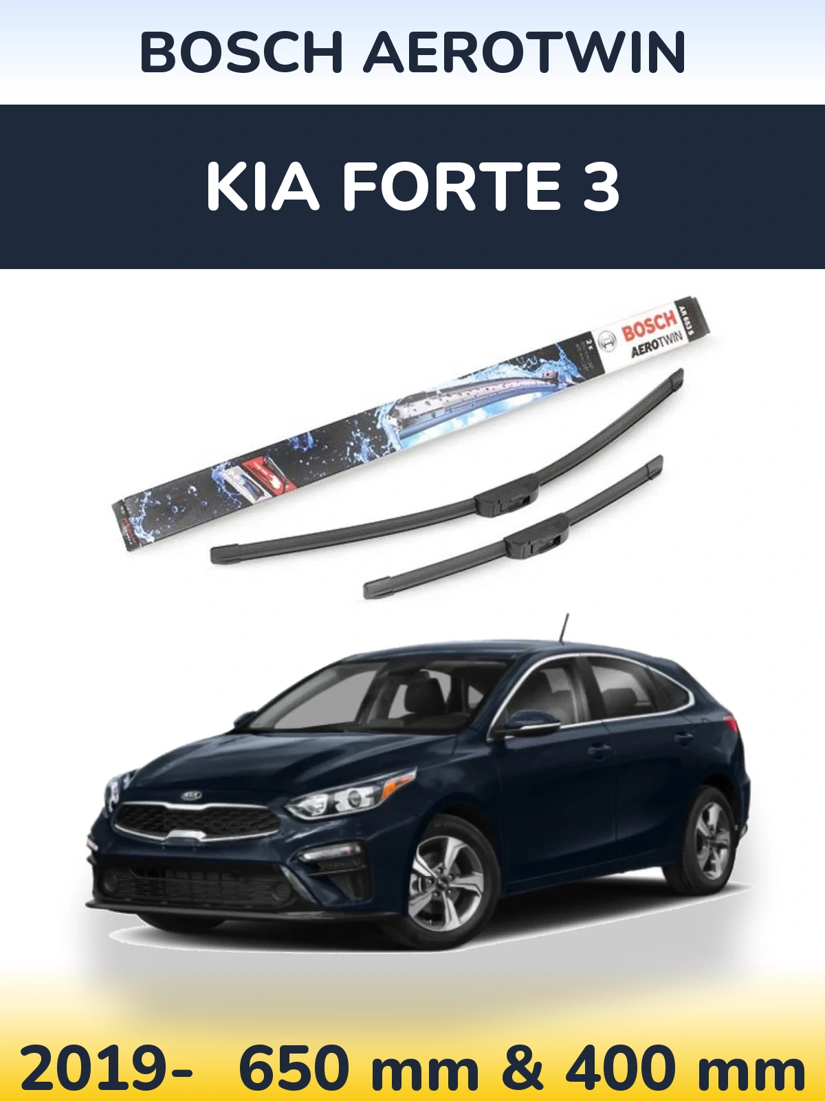 Sada předních stěračů BOSCH AeroTwin 650 a 400 mm pro KIA Forte 3 2019-2026
