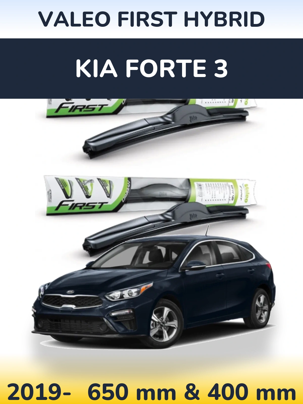 Sada předních stěračů Valeo First Hybrid 650 a 400 mm pro KIA Forte 3 2019-2026