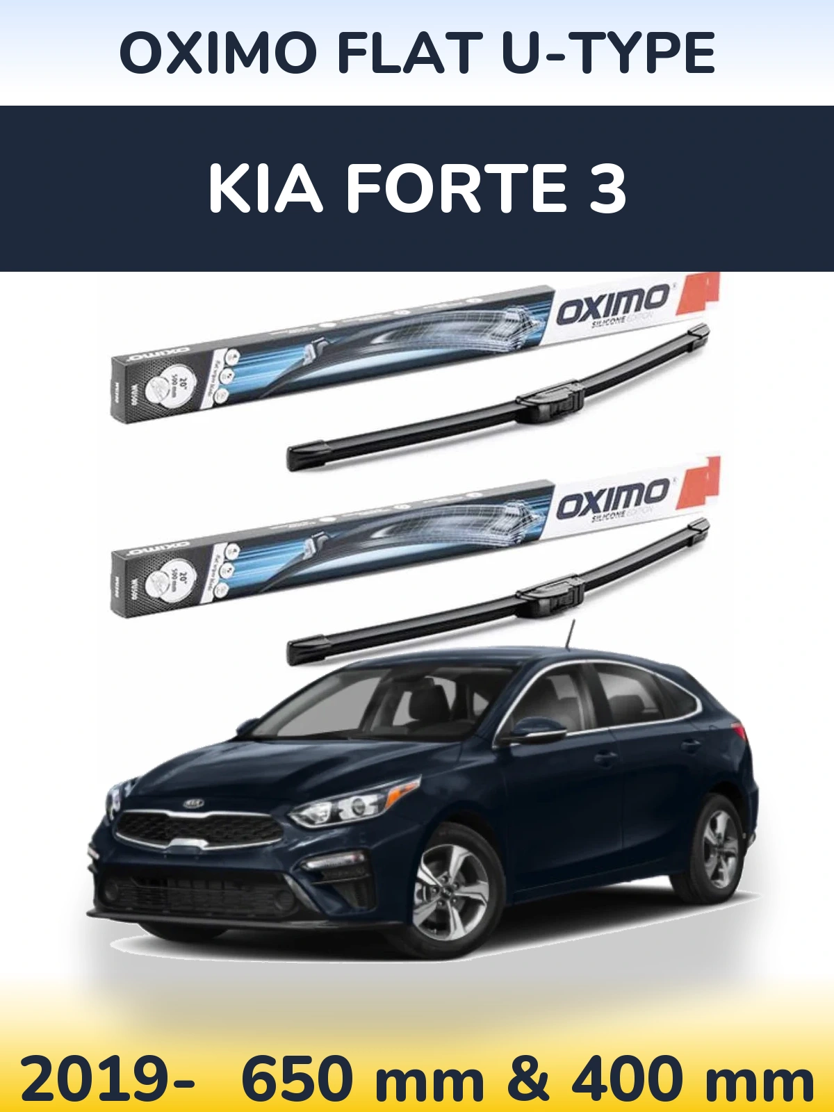 Sada předních stěračů Oximo Flat U-type 650 a 400 mm pro KIA Forte 3 2019-2026