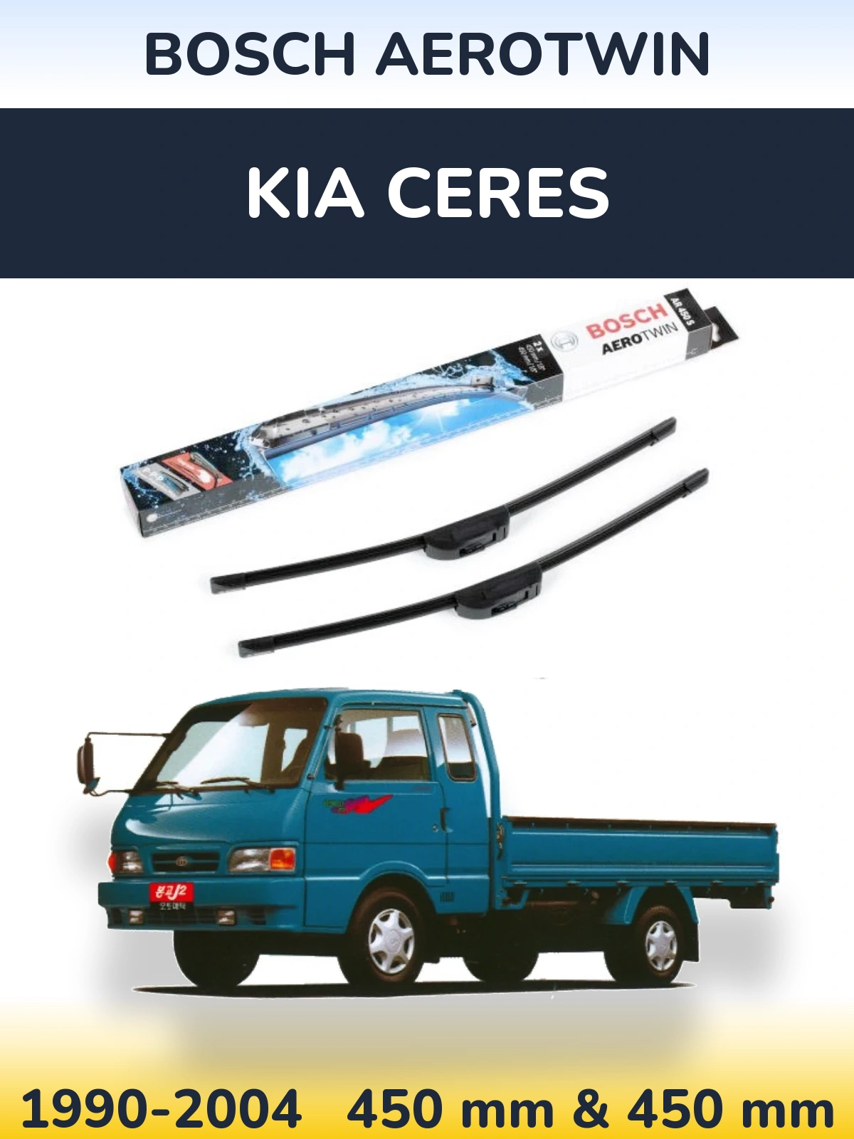 Sada předních stěračů BOSCH AeroTwin 450 a 450 mm pro KIA Ceres 1990-2004