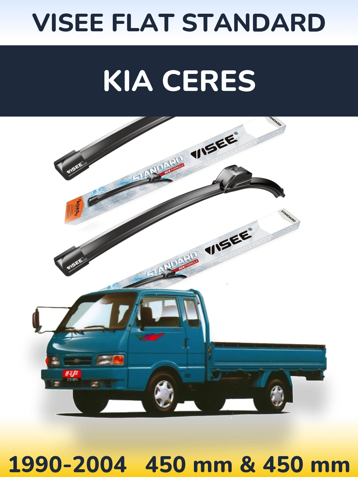 Sada předních stěračů VISEE FLAT STANDARD 450 a 450 mm pro KIA Ceres 1990-2004