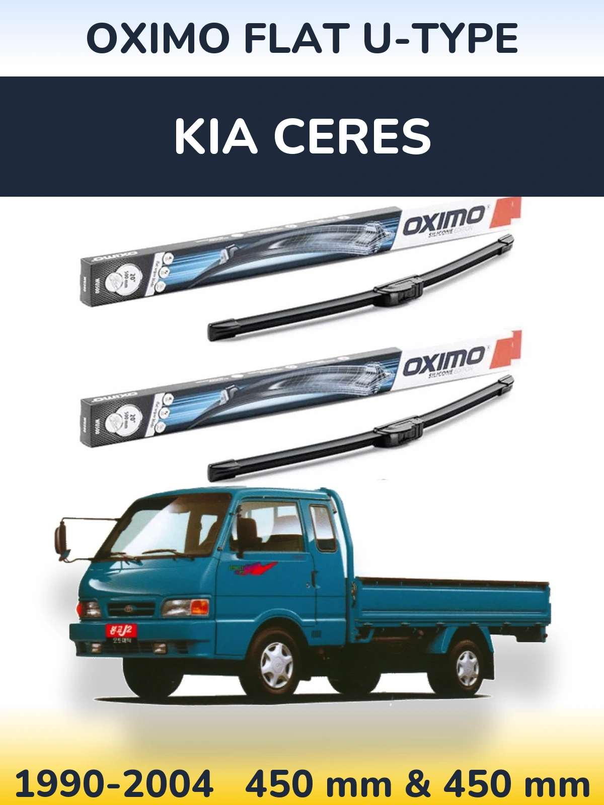 Sada předních stěračů Oximo Flat U-type 450 a 450 mm pro KIA Ceres 1990-2004