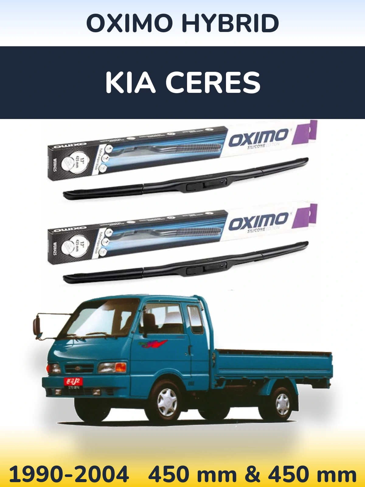 Sada předních stěračů Oximo Hybrid 450 a 450 mm pro KIA Ceres 1990-2004