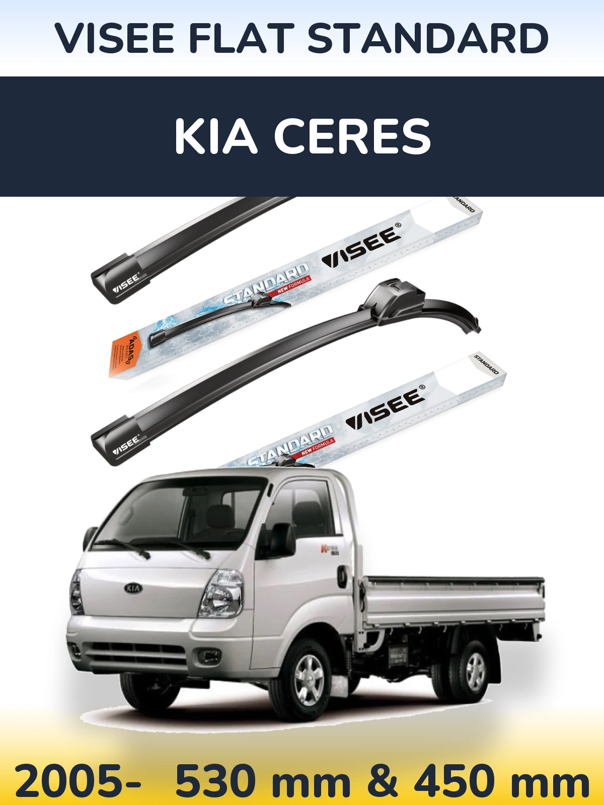 Sada předních stěračů VISEE FLAT STANDARD 530 a 450 mm pro KIA Ceres 2005-2026