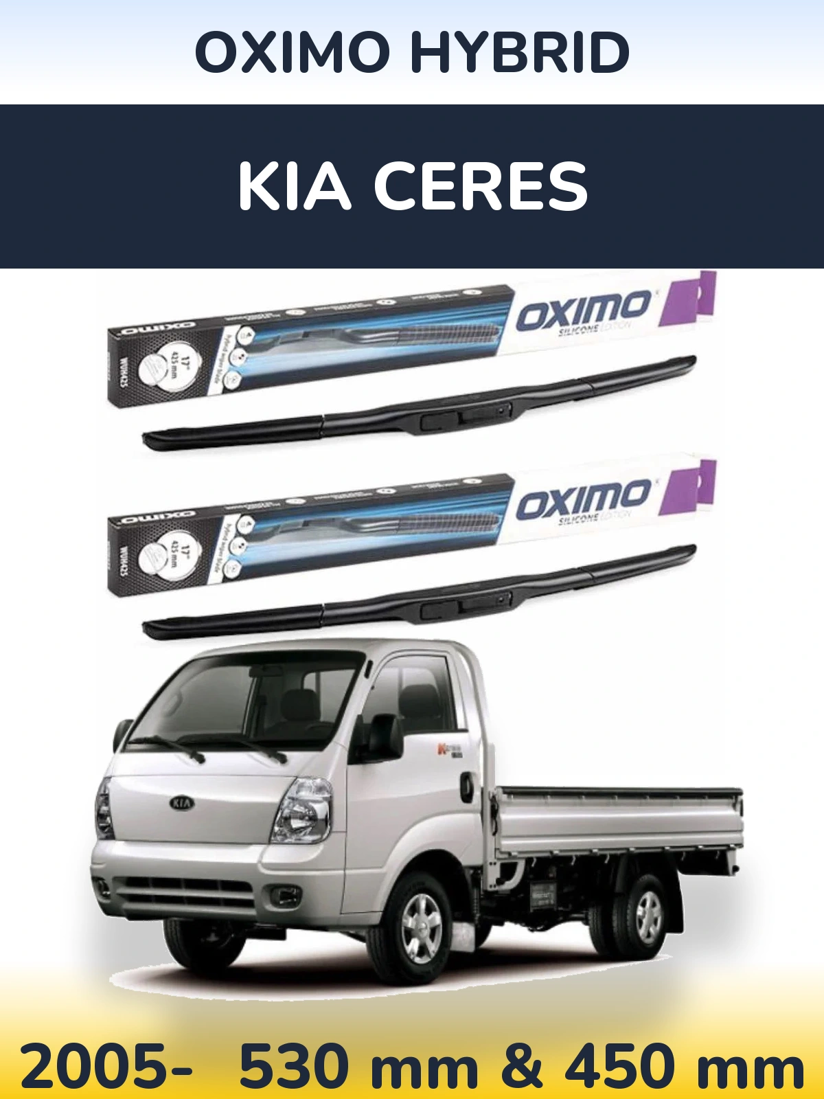 Sada předních stěračů Oximo Hybrid 530 a 450 mm pro KIA Ceres 2005-2026