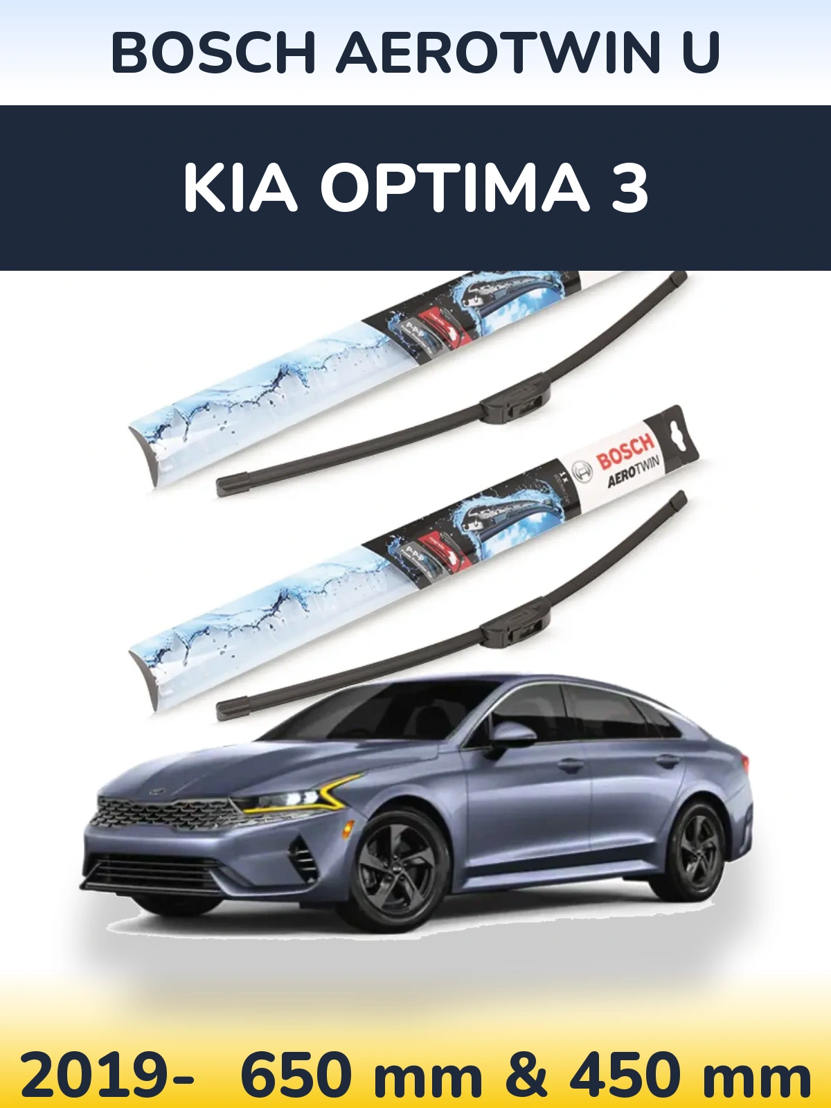Sada předních stěračů BOSCH AeroTwin U 650 a 450 mm pro KIA Optima 3 2019-2026