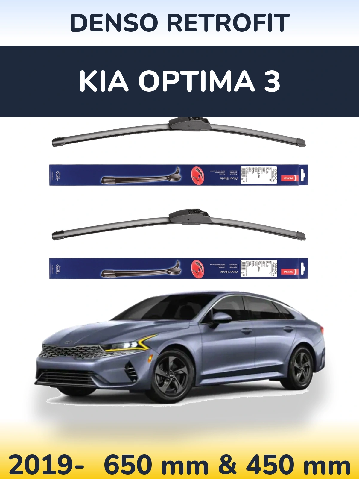 Sada předních stěračů Denso Retrofit 650 a 450 mm pro KIA Optima 3 2019-2026