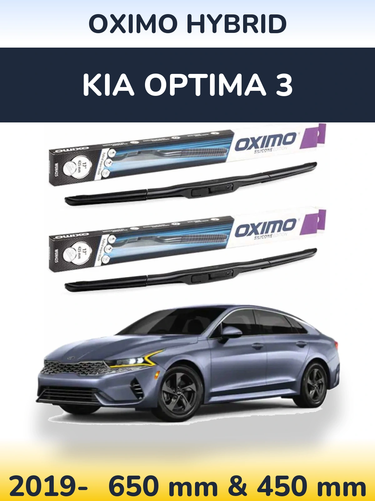 Sada předních stěračů Oximo Hybrid 650 a 450 mm pro KIA Optima 3 2019-2026