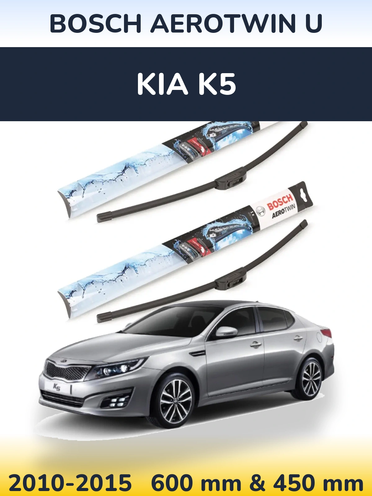 Sada předních stěračů BOSCH AeroTwin U 600 a 450 mm pro KIA K5 2010-2015