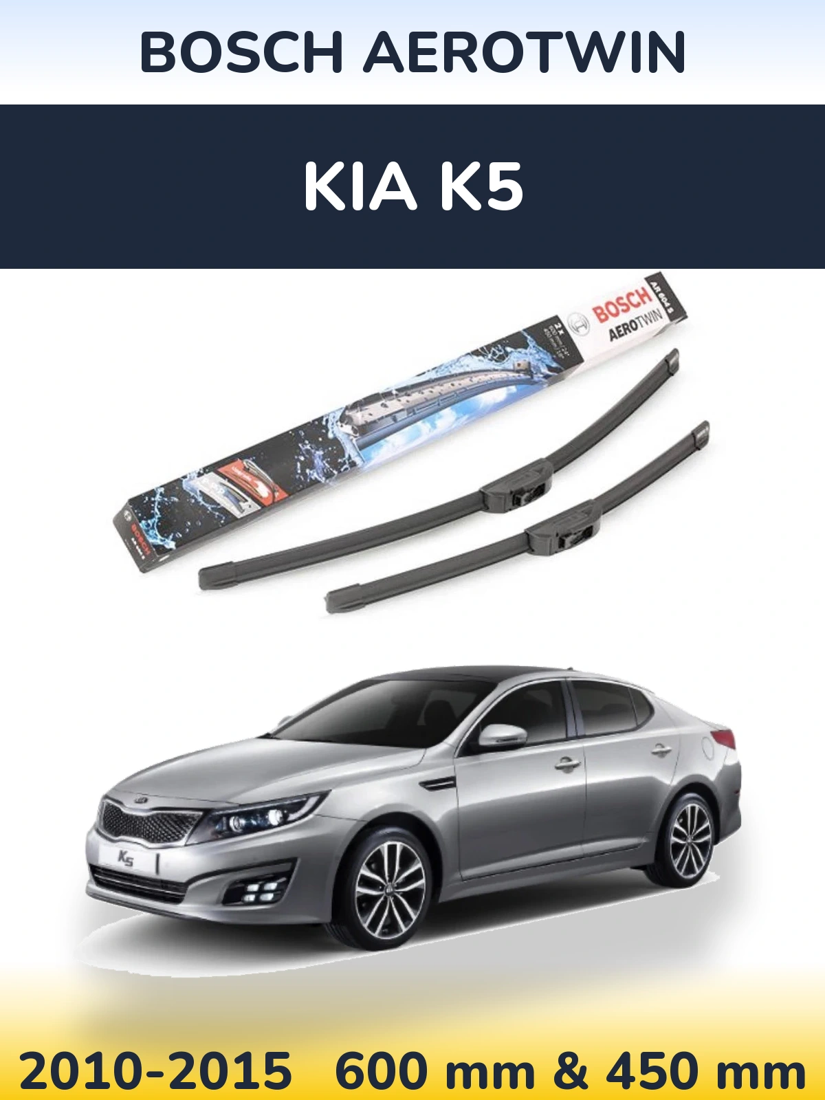 Sada předních stěračů BOSCH AeroTwin 600 a 450 mm pro KIA K5 2010-2015