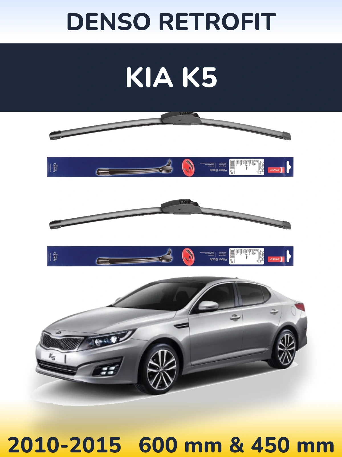Sada předních stěračů Denso Retrofit 600 a 450 mm pro KIA K5 2010-2015