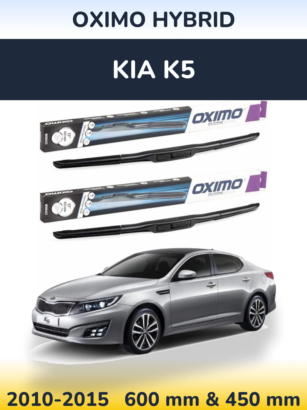 Sada předních stěračů Oximo Hybrid 600 a 450 mm pro KIA K5 2010-2015