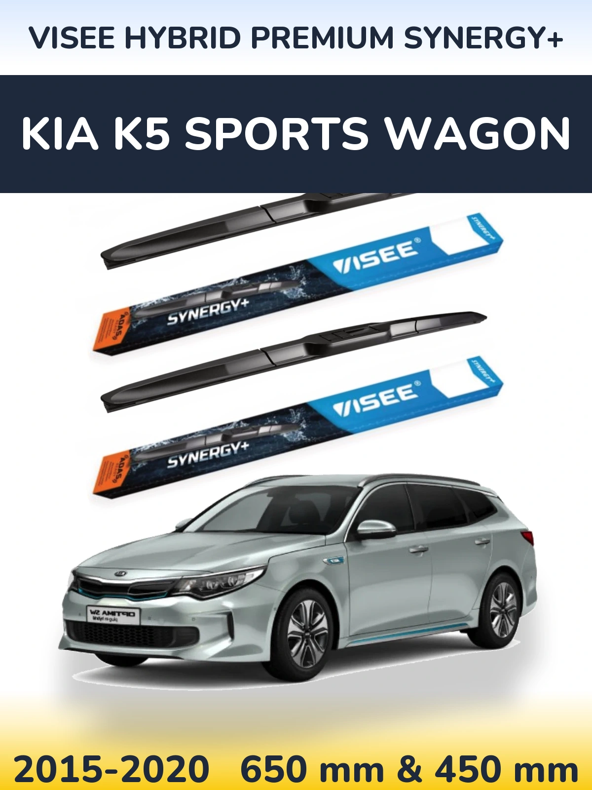 Sada předních stěračů VISEE HYBRID PREMIUM SYNERGY+ 650 a 450 mm pro KIA K5 Sports Wagon 2015-2020
