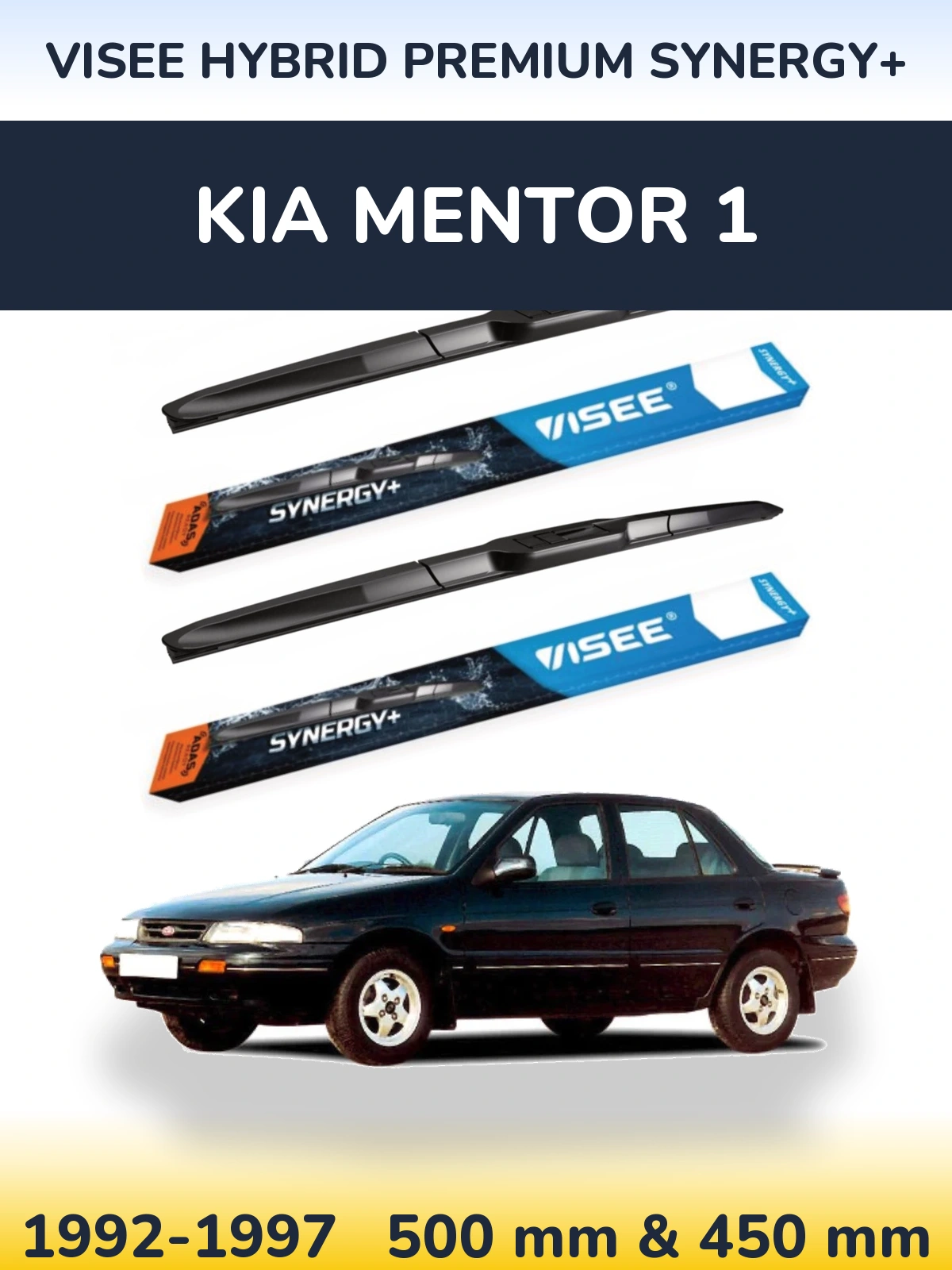 Sada předních stěračů VISEE HYBRID PREMIUM SYNERGY+ 500 a 450 mm pro KIA Mentor 1 1992-1997