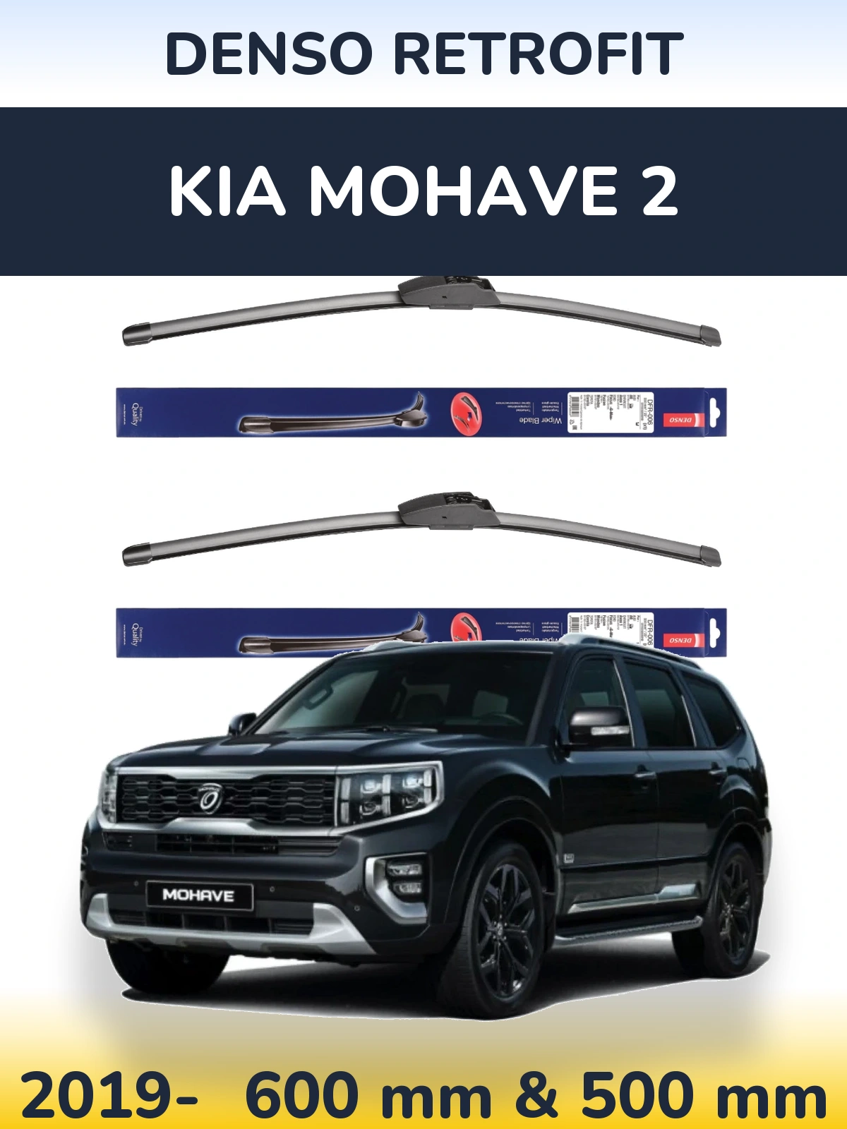 Sada předních stěračů Denso Retrofit 600 a 500 mm pro KIA Mohave 2 2019-2026
