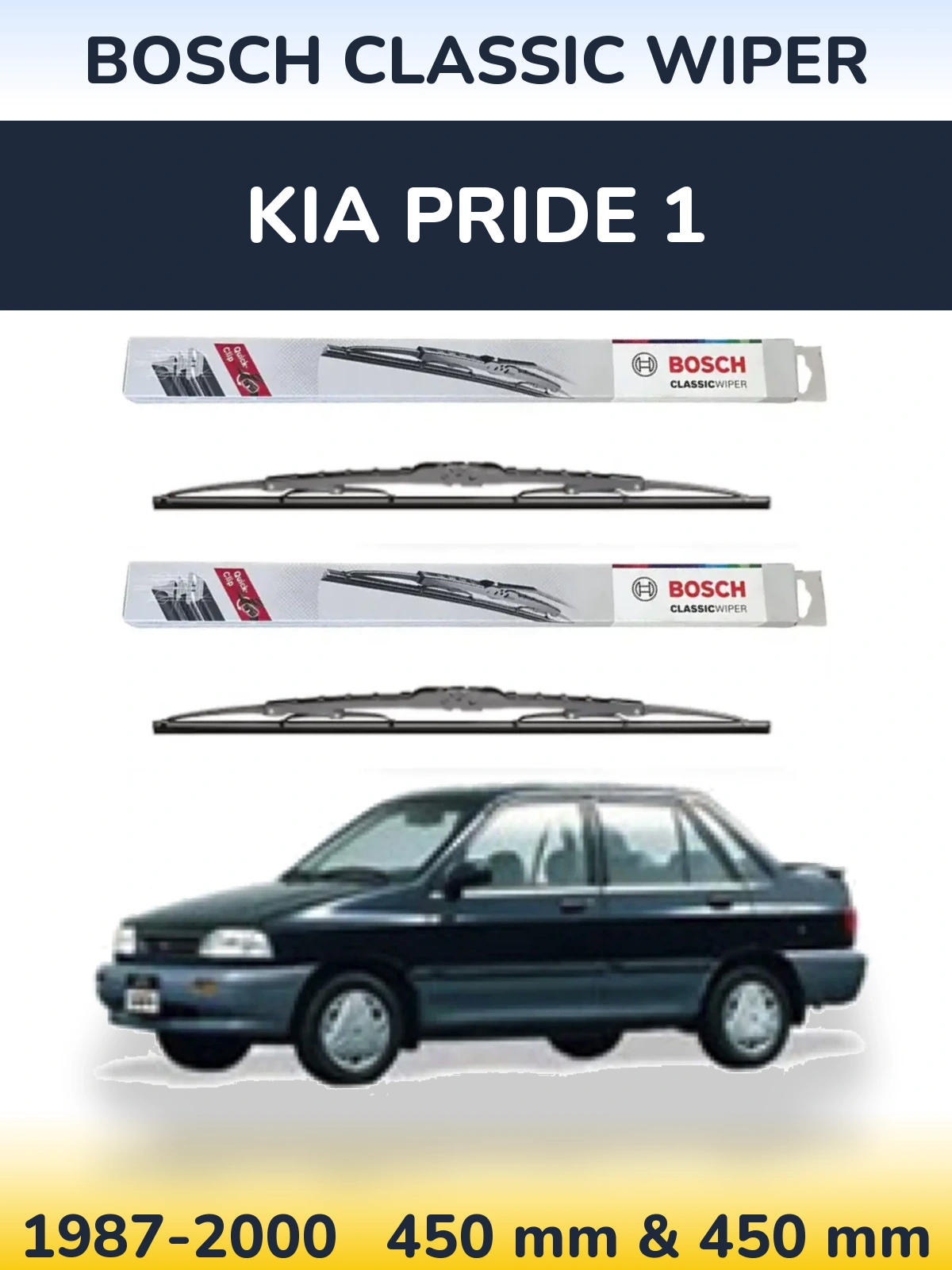 Sada předních stěračů BOSCH Classic Wiper 450 a 450 mm pro KIA Pride 1 1987-2000