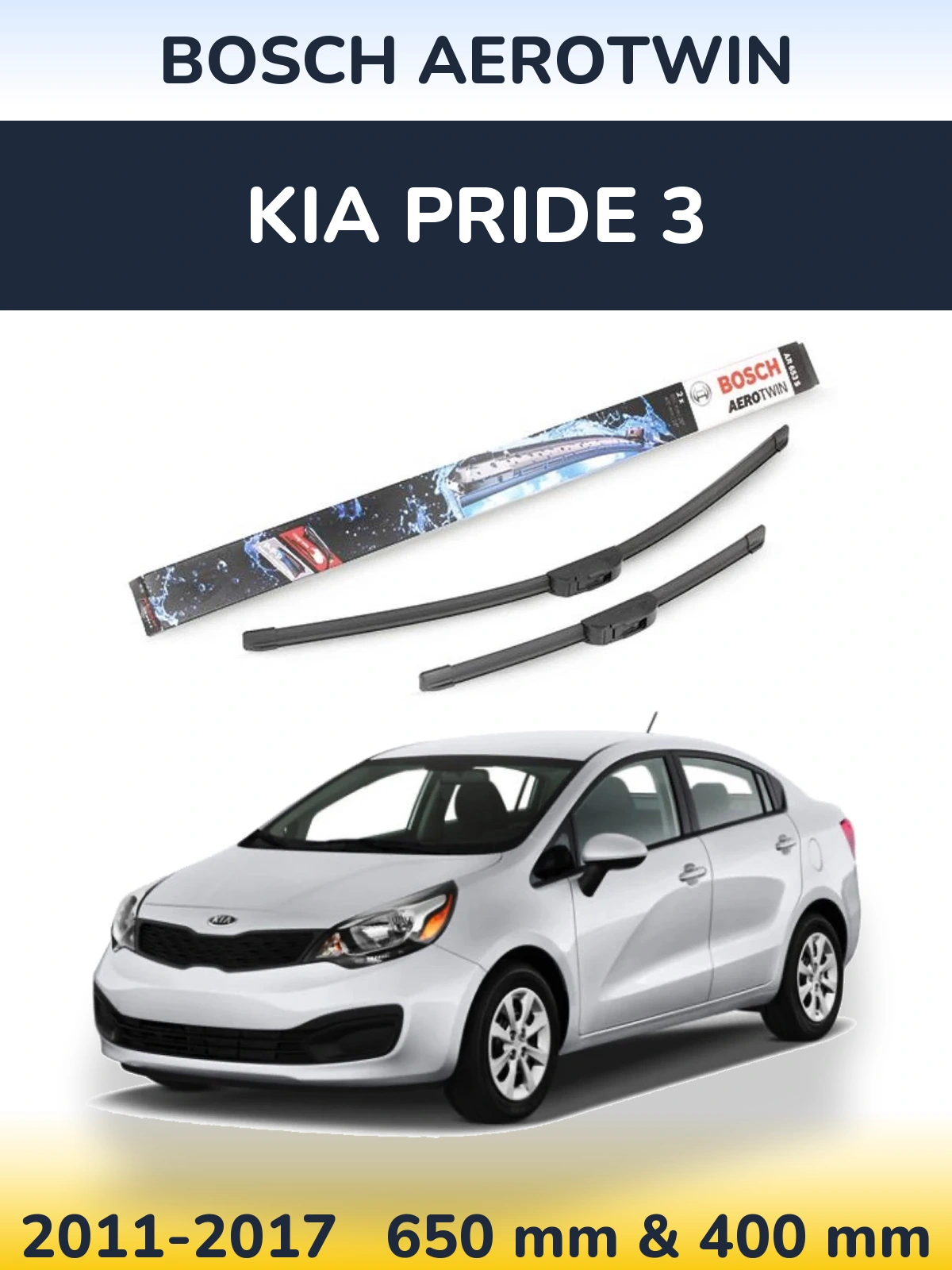 Sada předních stěračů BOSCH AeroTwin 650 a 400 mm pro KIA Pride 3 2011-2017