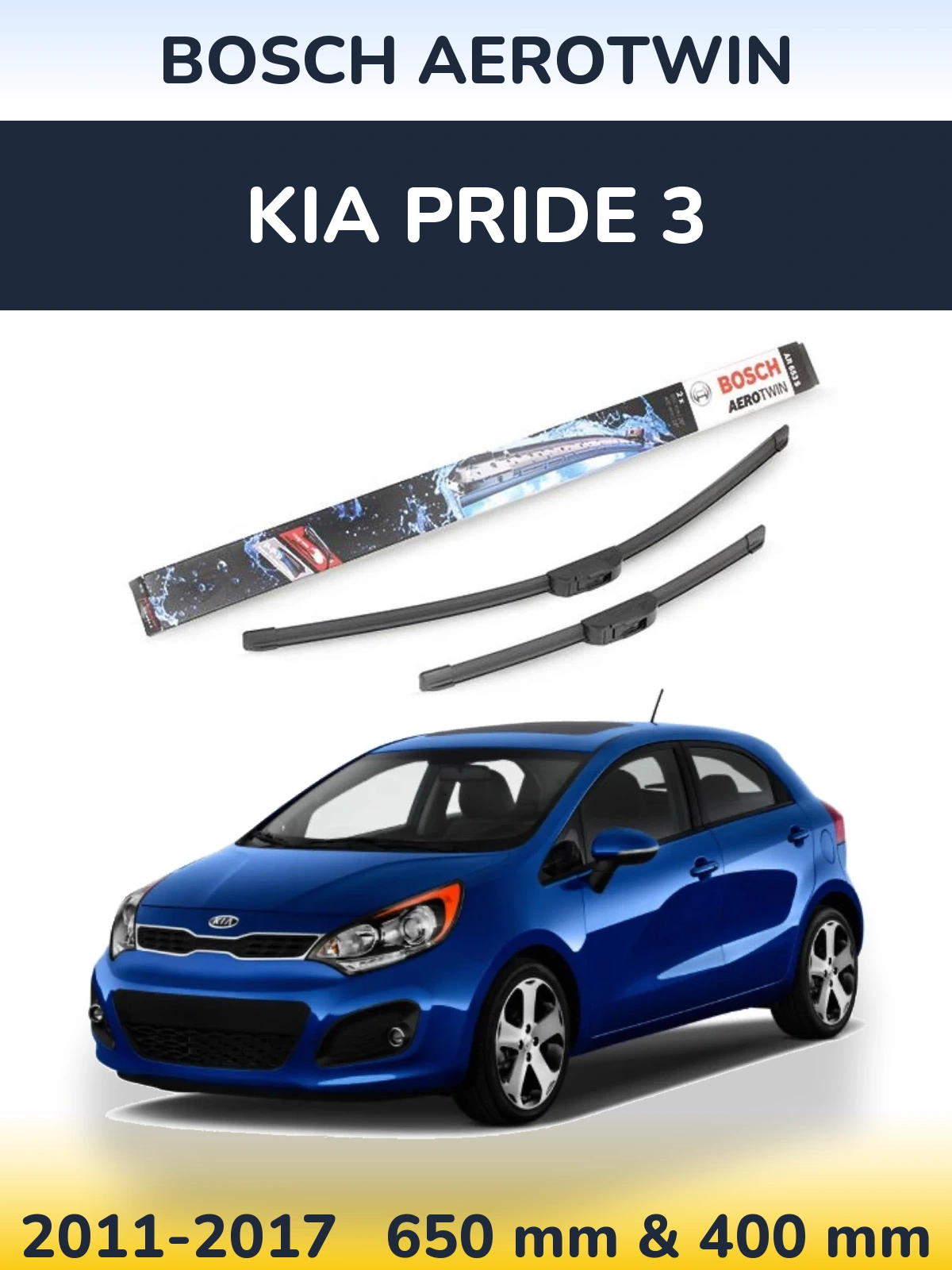Sada předních stěračů BOSCH AeroTwin 650 a 400 mm pro KIA Pride 3 2011-2017