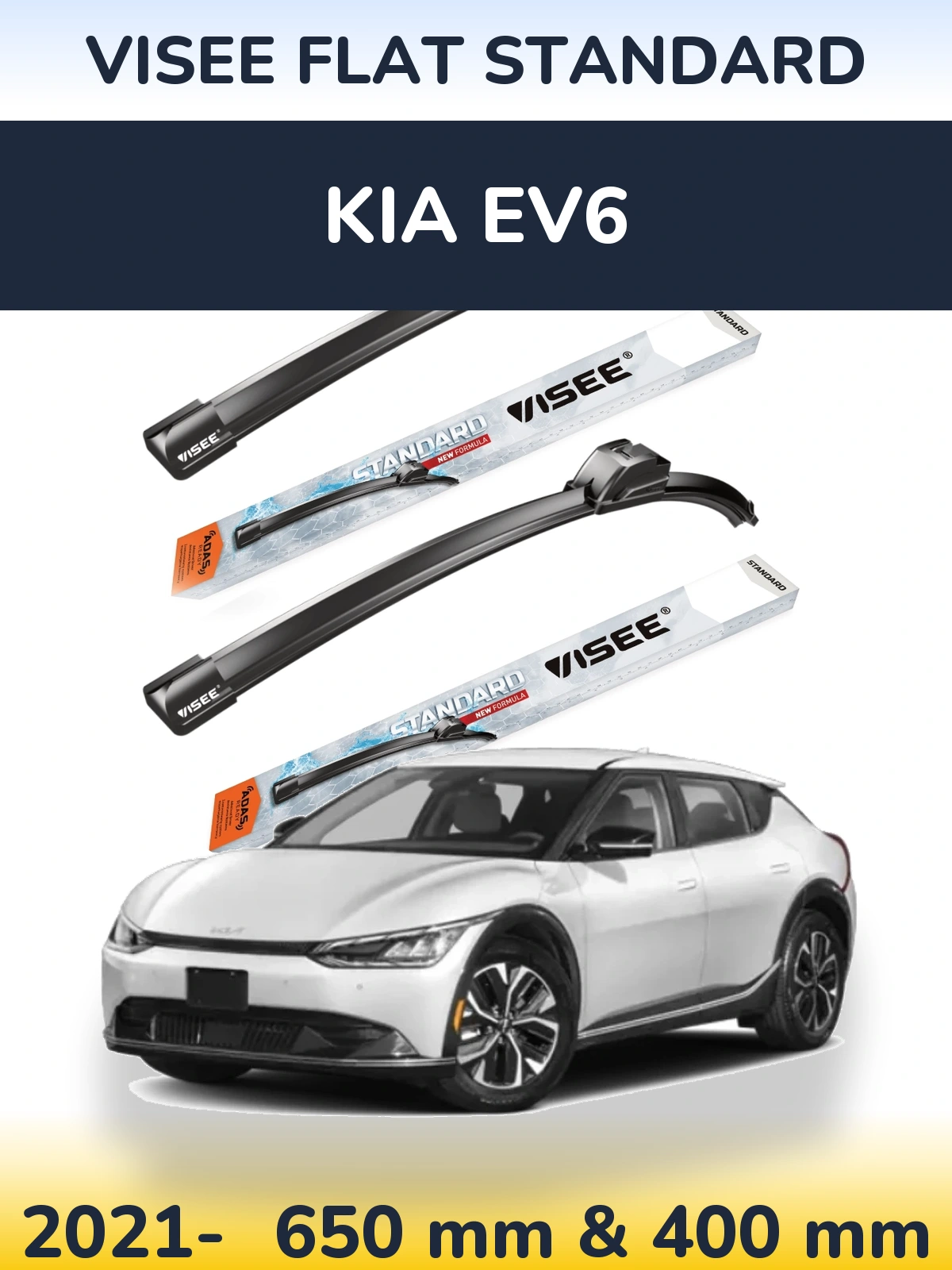 Sada předních stěračů VISEE FLAT STANDARD 650 a 400 mm pro KIA EV6 2021-2026
