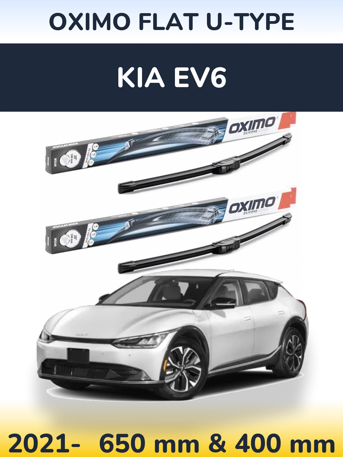 Sada předních stěračů Oximo Flat U-type 650 a 400 mm pro KIA EV6 2021-2026