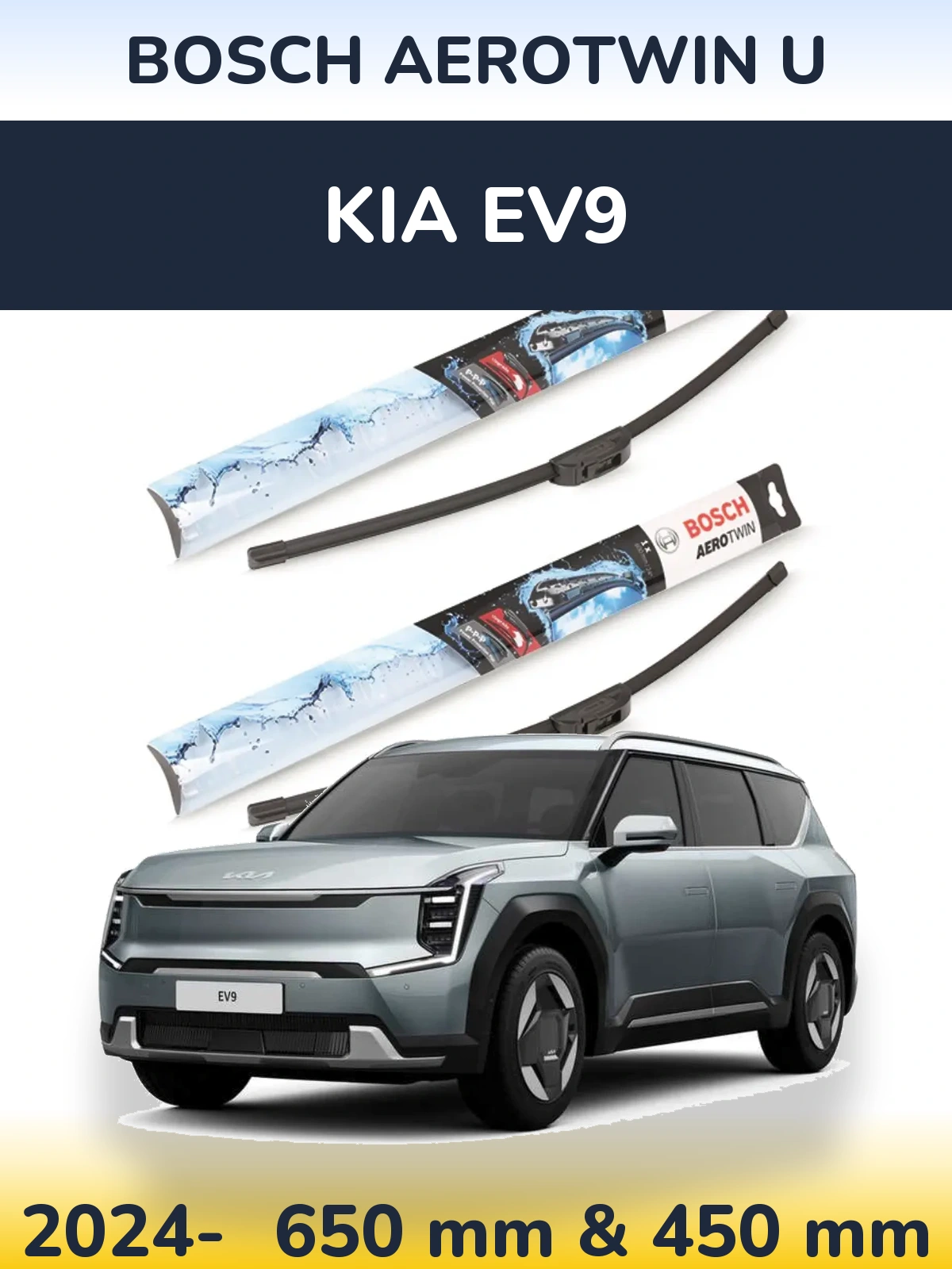 Sada předních stěračů BOSCH AeroTwin U 650 a 450 mm pro KIA EV9 2024-2026