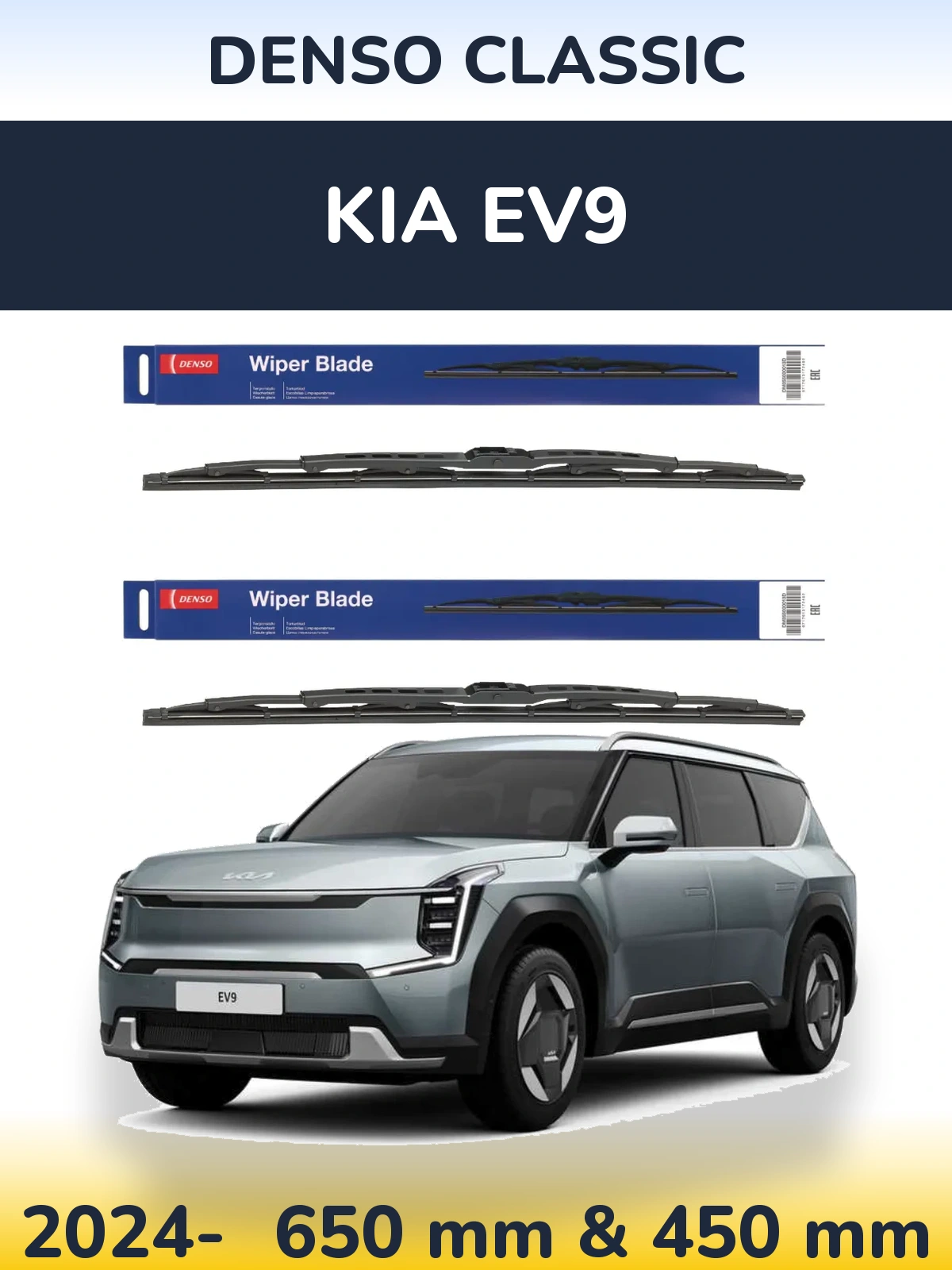 Sada předních stěračů Denso Classic 650 a 450 mm pro KIA EV9 2024-2026