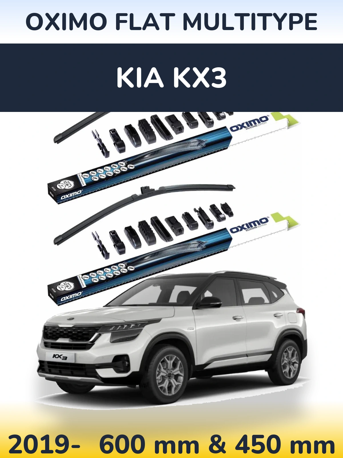 Sada předních stěračů Oximo Flat MultiType 600 a 450 mm pro KIA KX3 2019-2026