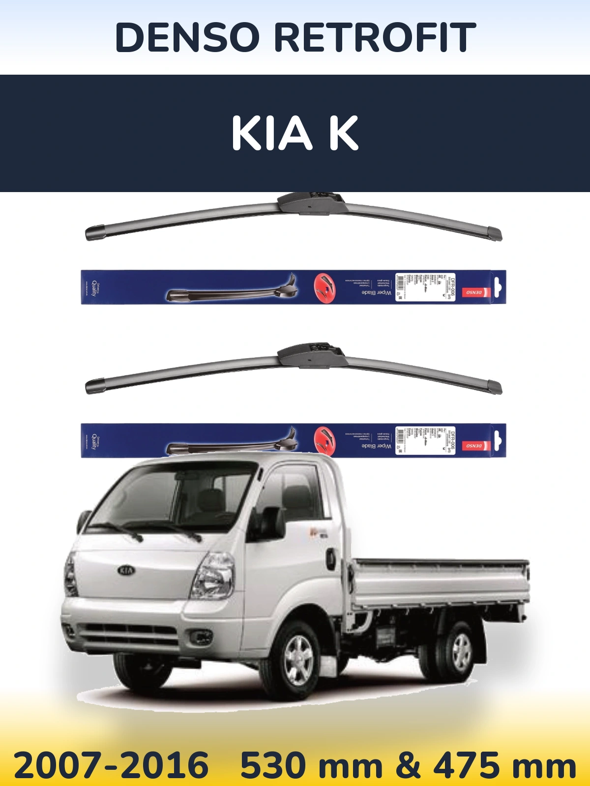 Sada předních stěračů Denso Retrofit 530 a 475 mm pro KIA K 2007-2016