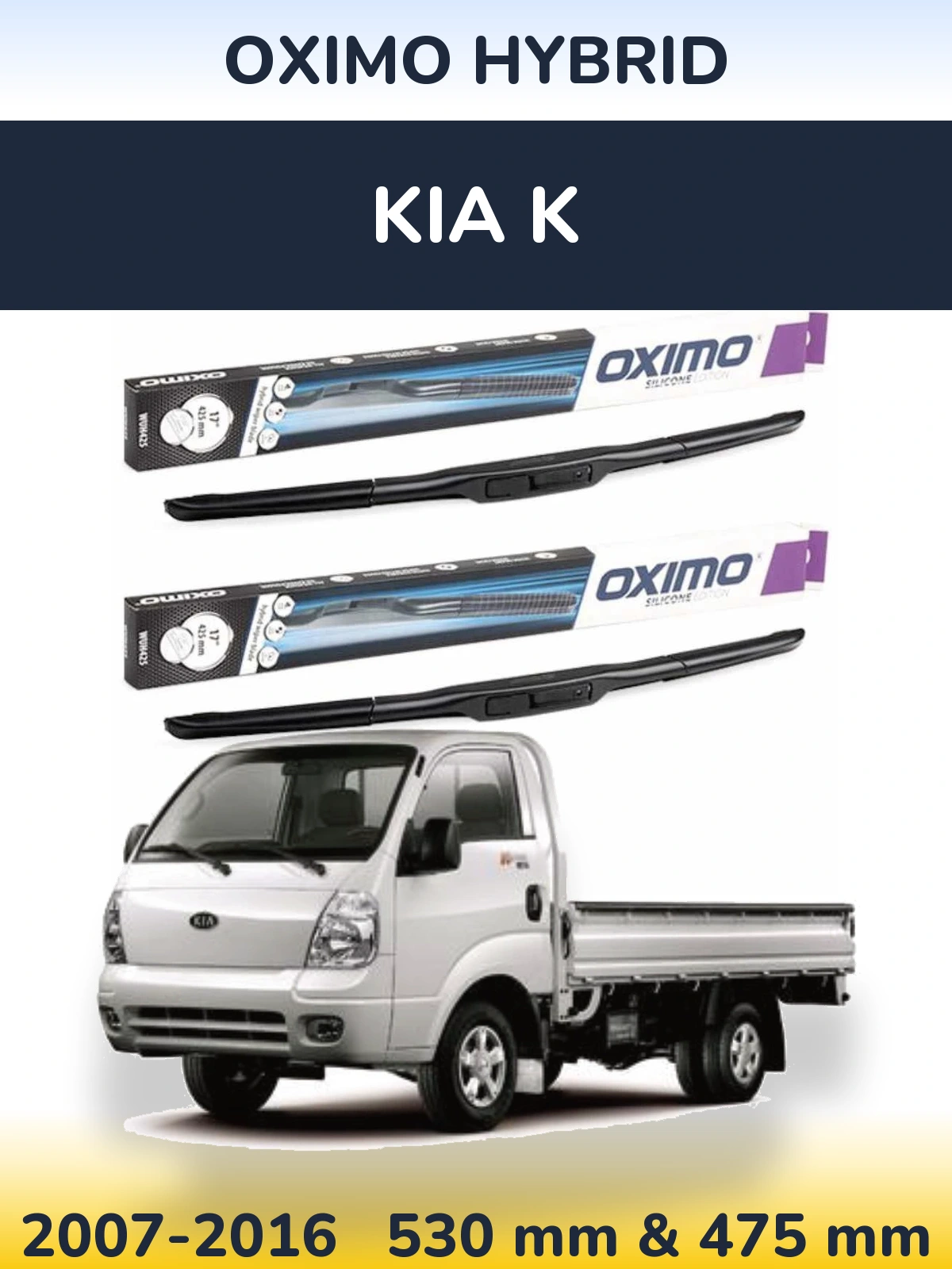 Sada předních stěračů Oximo Hybrid 530 a 475 mm pro KIA K 2007-2016