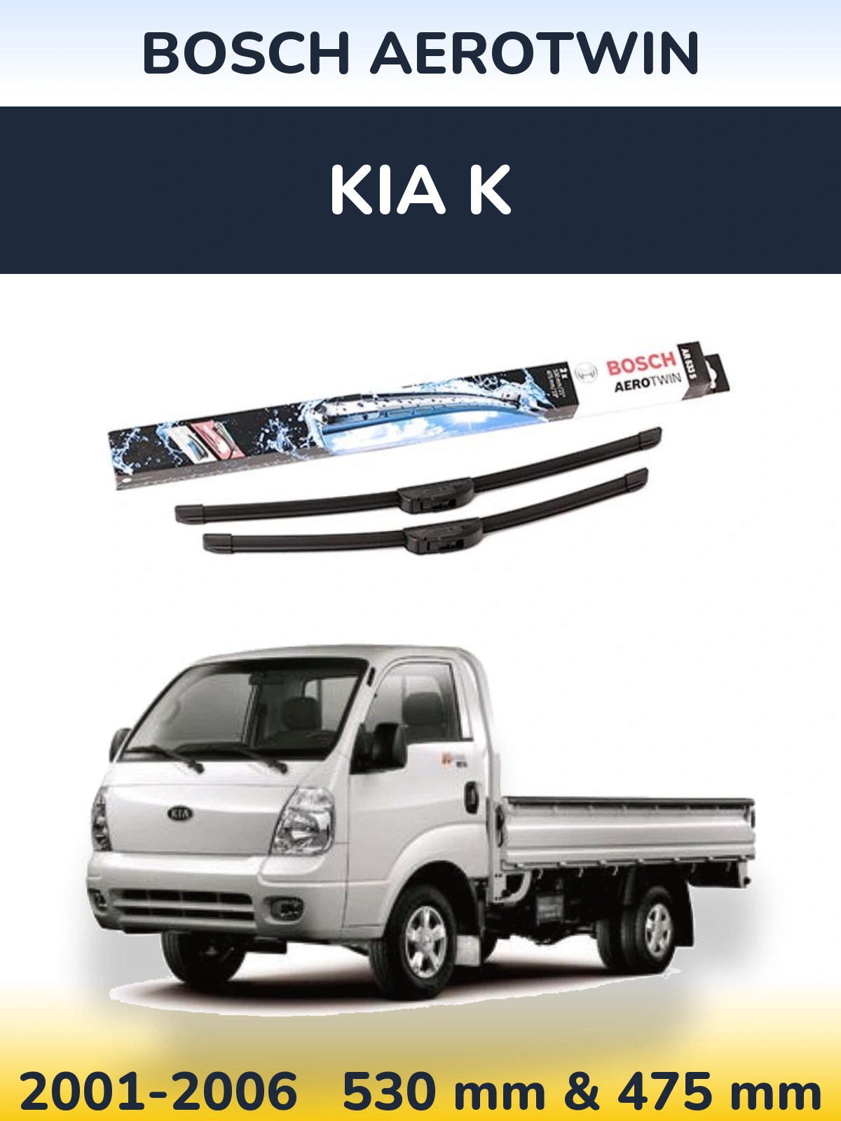 Sada předních stěračů BOSCH AeroTwin 530 a 475 mm pro KIA K 2001-2006