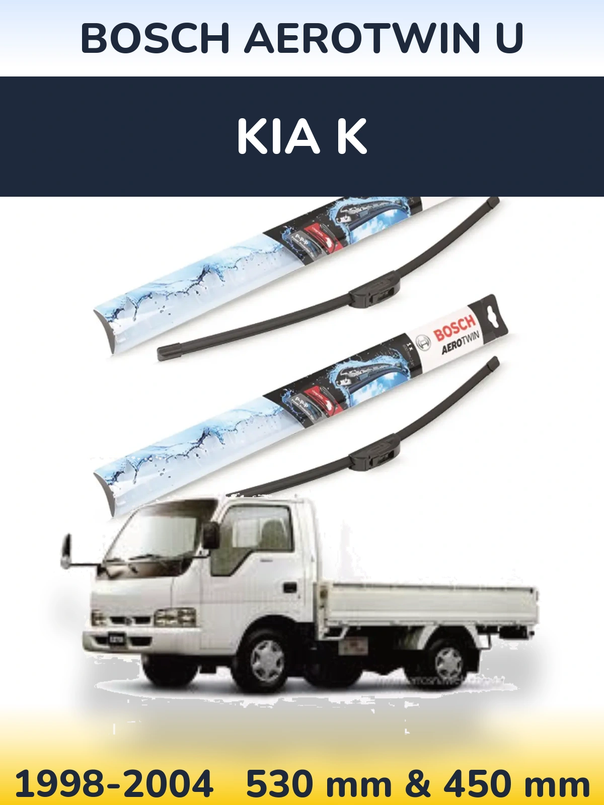 Sada předních stěračů BOSCH AeroTwin U 530 a 450 mm pro KIA K 1998-2004