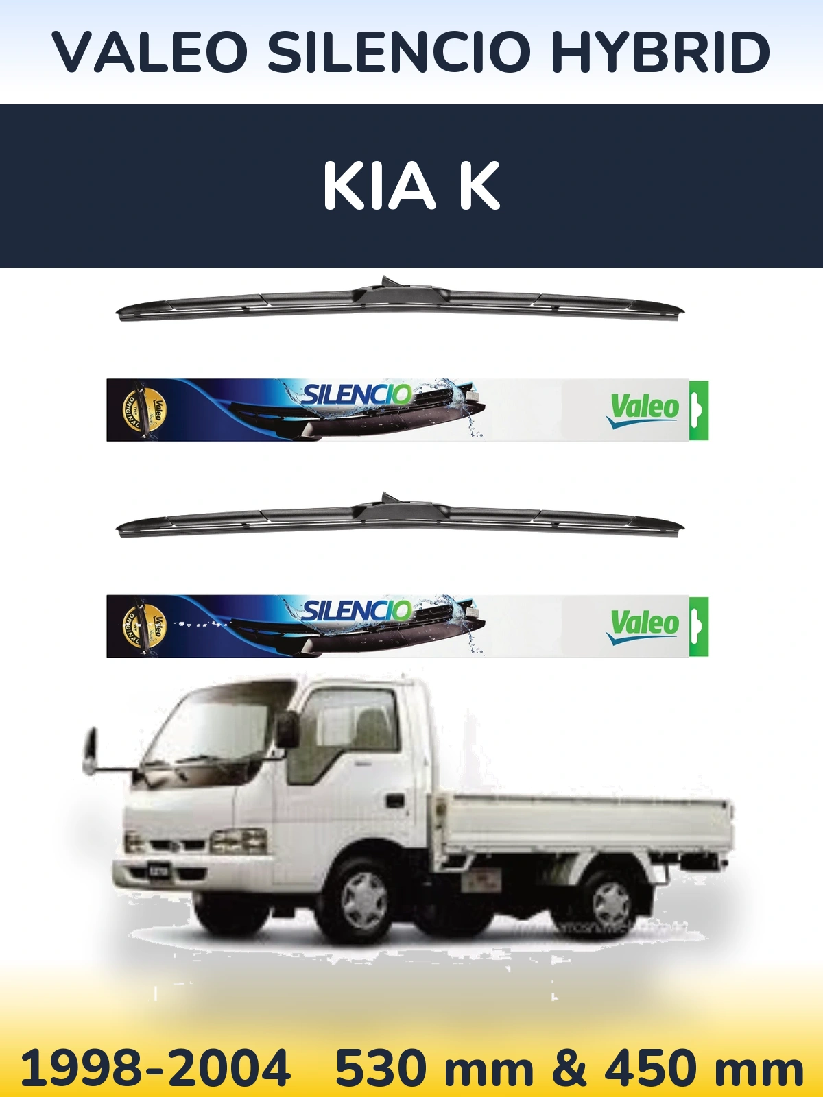 Комплект передніх щіток Valeo Silencio Hybrid 530 & 450 мм для KIA K 1998-2004