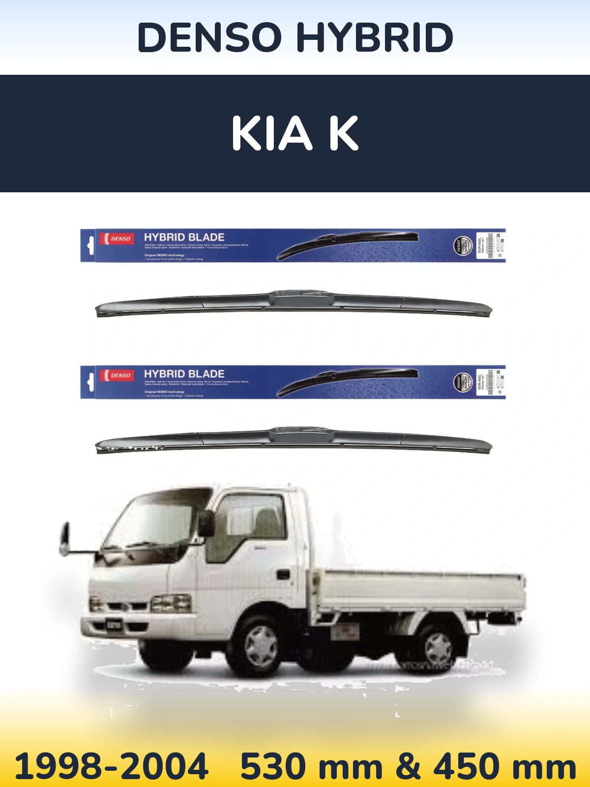 Sada předních stěračů Denso Hybrid 530 a 450 mm pro KIA K 1998-2004
