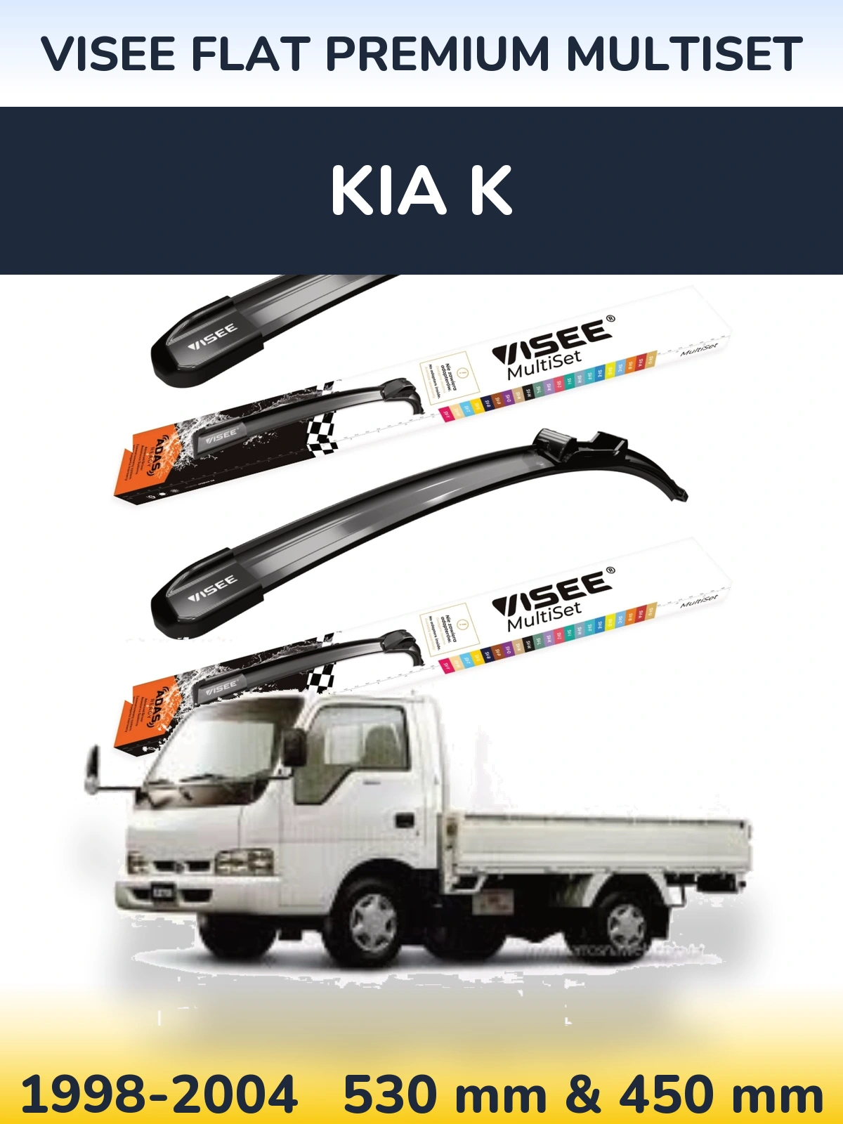 Sada předních stěračů VISEE FLAT PREMIUM MultiSet 530 a 450 mm pro KIA K 1998-2004